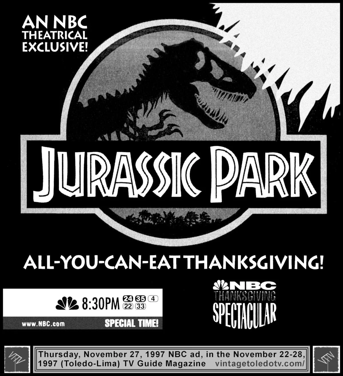 "Jurassic Park" on NBC (Thu 11/27/98 TV Guide ad)