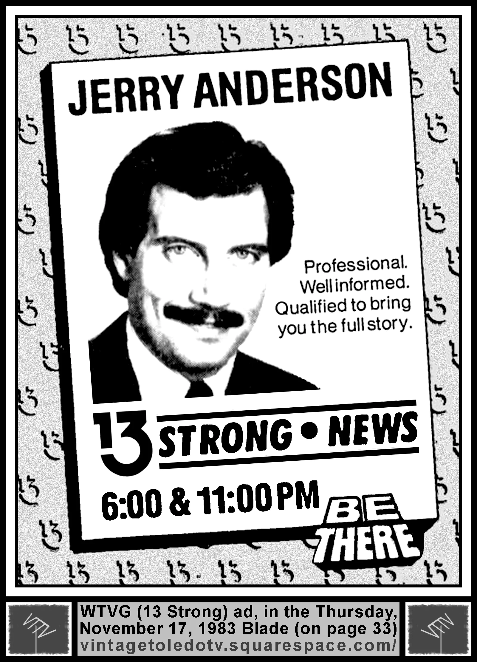 Jerry Anderson,,,13 Strong News, on WTVG-TV (Thursday, 11/17/83 ad, in The Blade)