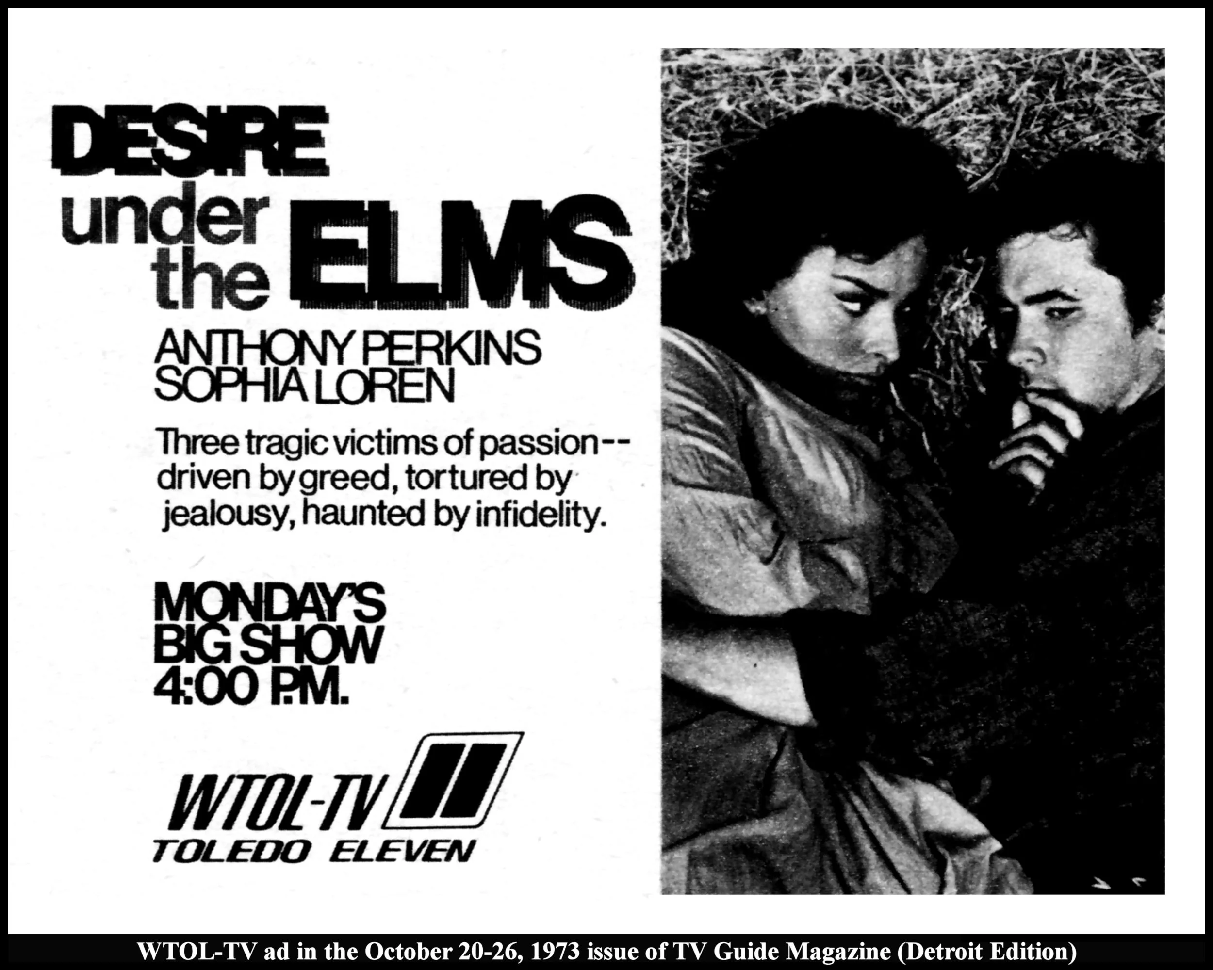 :Desire Under the Elms" on The Big Show (Mon. 10/22/73 ad in TV Guide)