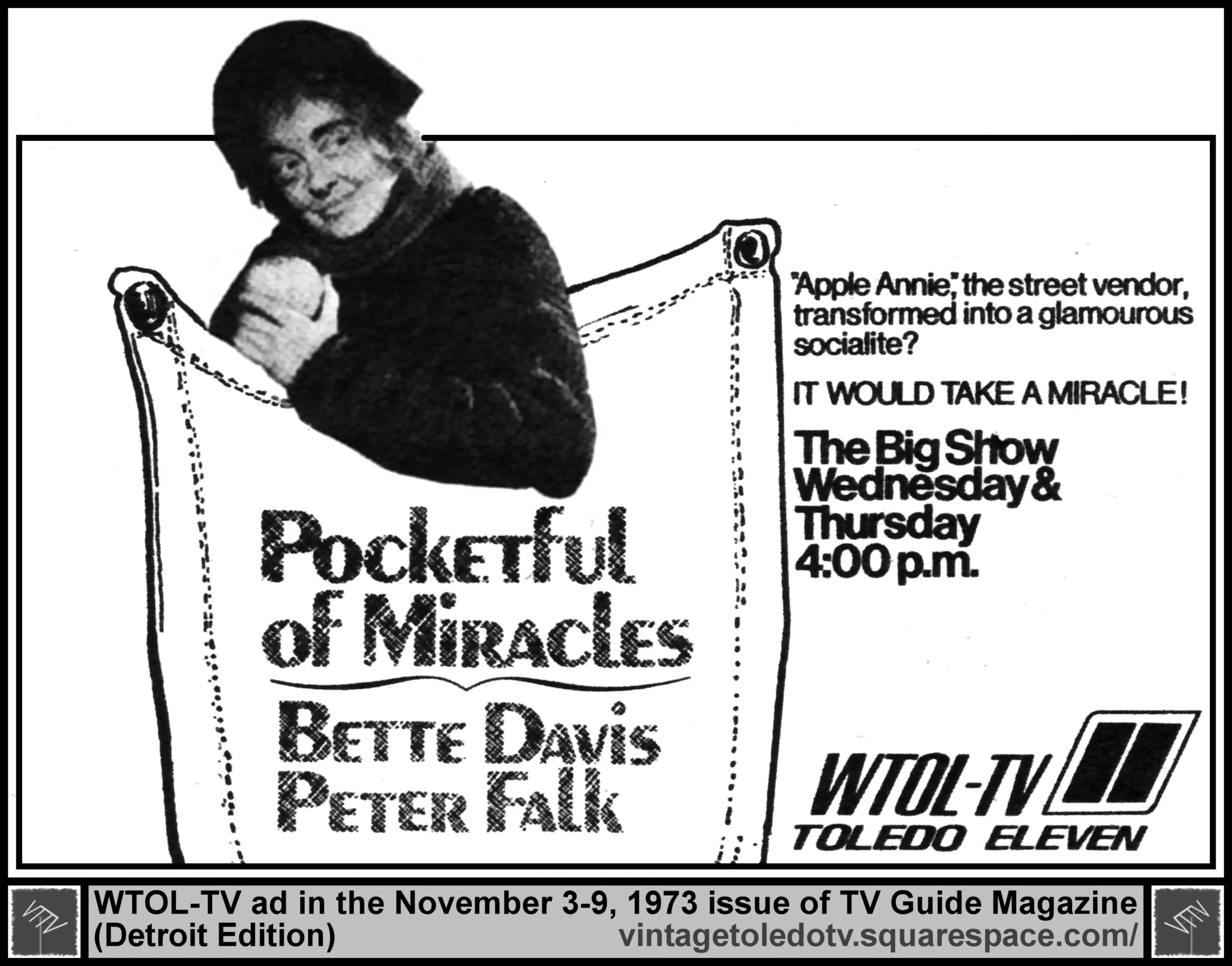 "Pocketful of Miracles" on The Big Show (Wed. 11/7/73 ad in TV Guide)