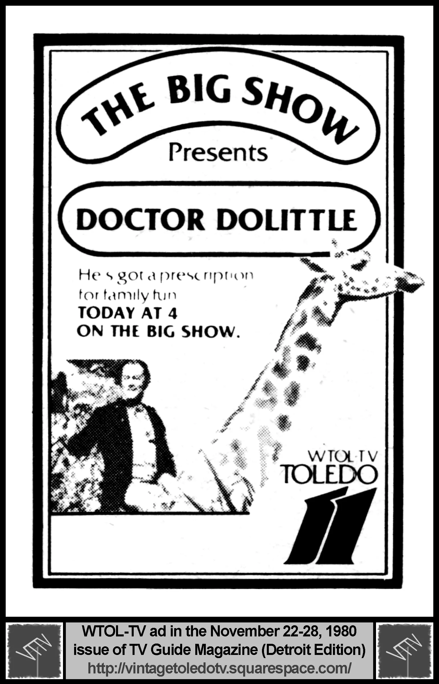 "Doctor Doolittle" on The Big Show (Tue. 11/25/80 ad in TV Guide)