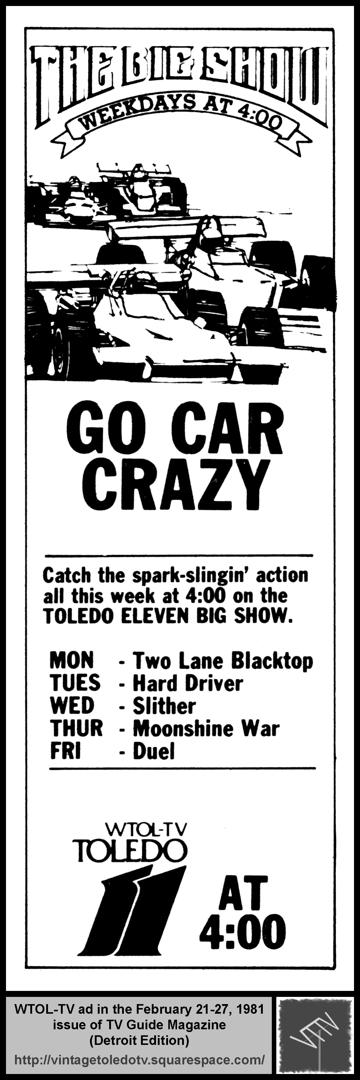 Go Car Crazy on The Big Show (Mon. 11/23/79 ad in TV Guide)