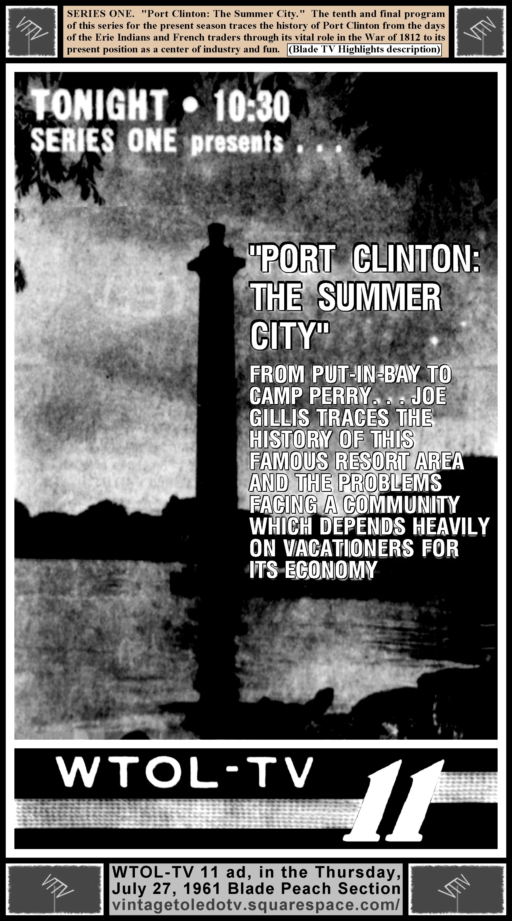 Series One: Port Clinton: The Summer City (Thu. 7/27/61 ad/description in The Blade Peach Section)