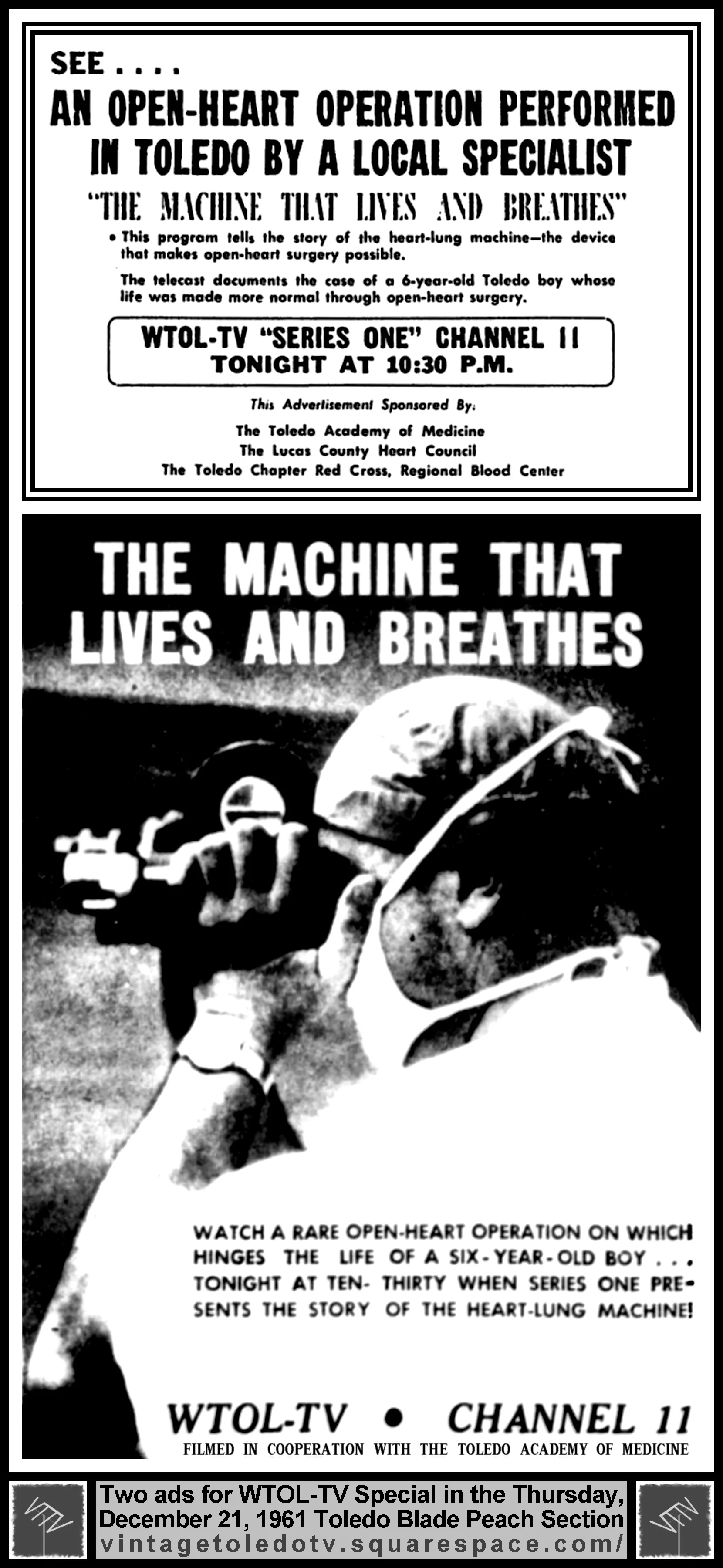Comment: The Machine That Lives and Breathes (Thu. 12/21/61 ads in The Blade Peach Section)