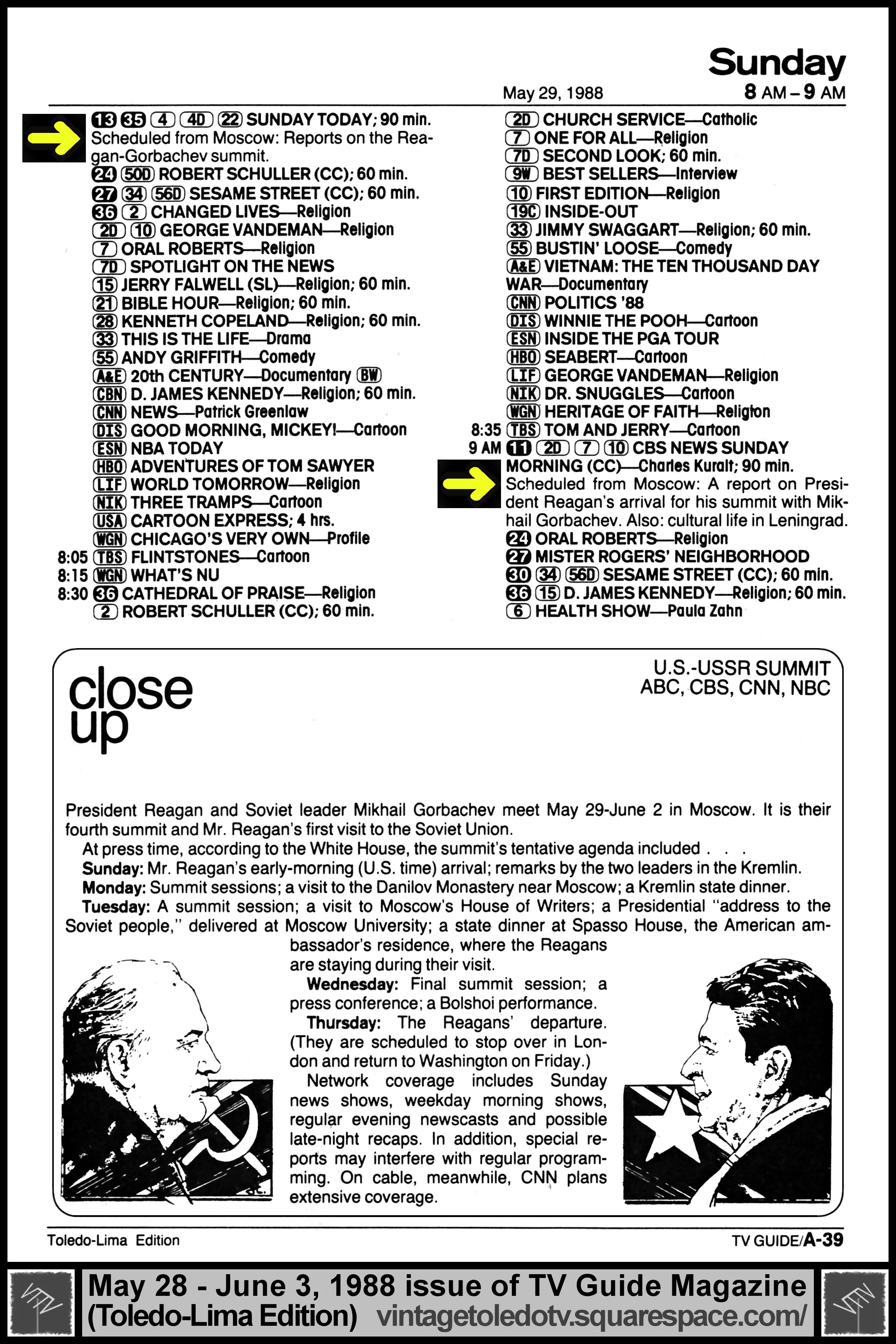 May 28-June 3, 1988 TV Guide Magazine (Toledo-Lima edition) page A-39