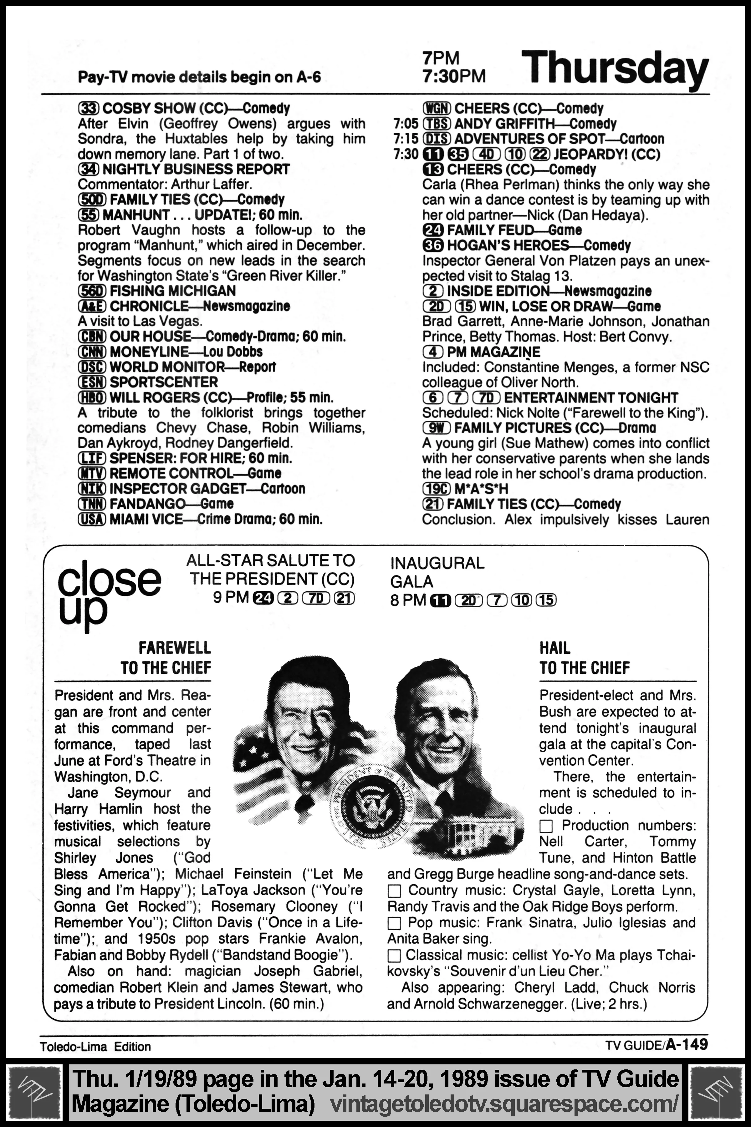 January 14-20, 1989 TV Guide Magazine (Toledo-Lima edition) page A-149