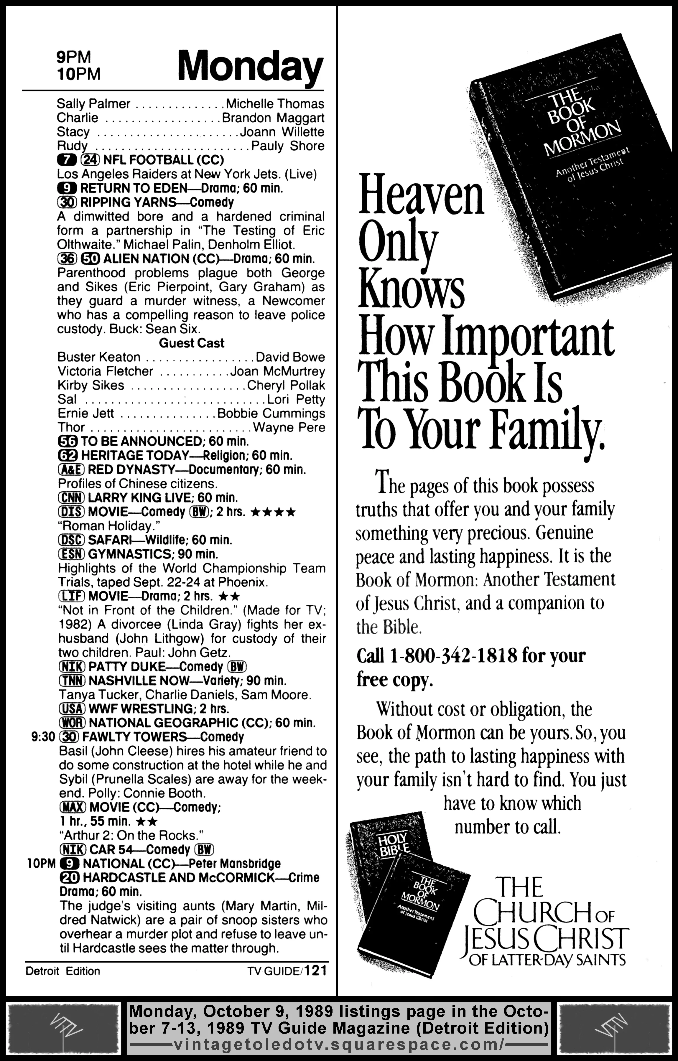 October 7-13, 1989 TV Guide Magazine (Detroit edition) page 121