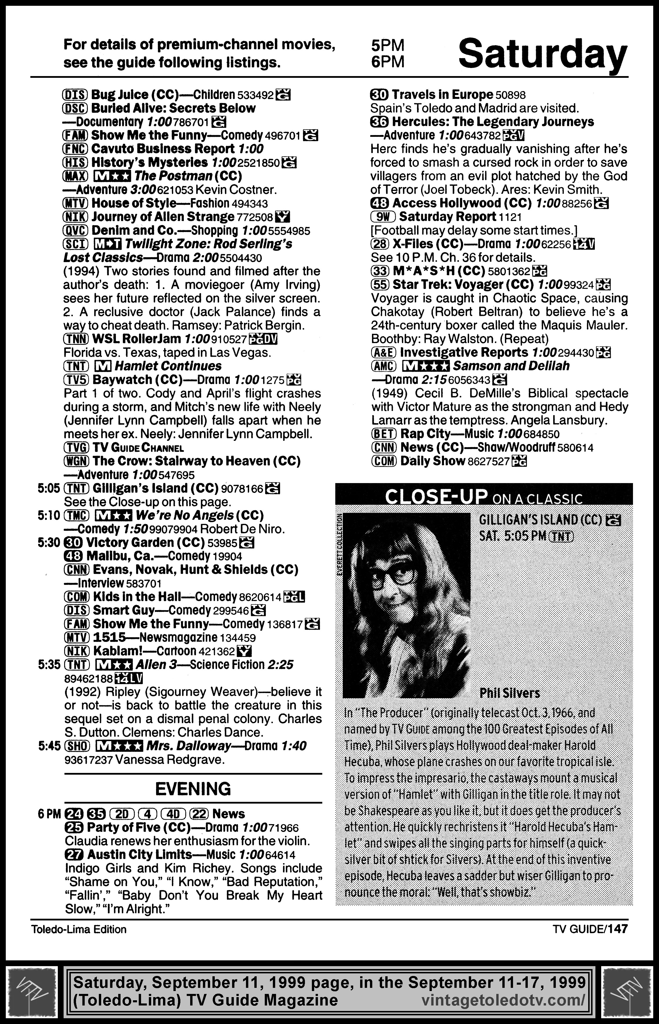 September 11-17, 1999 TV Guide Magazine (Toledo-Lima edition) page 147