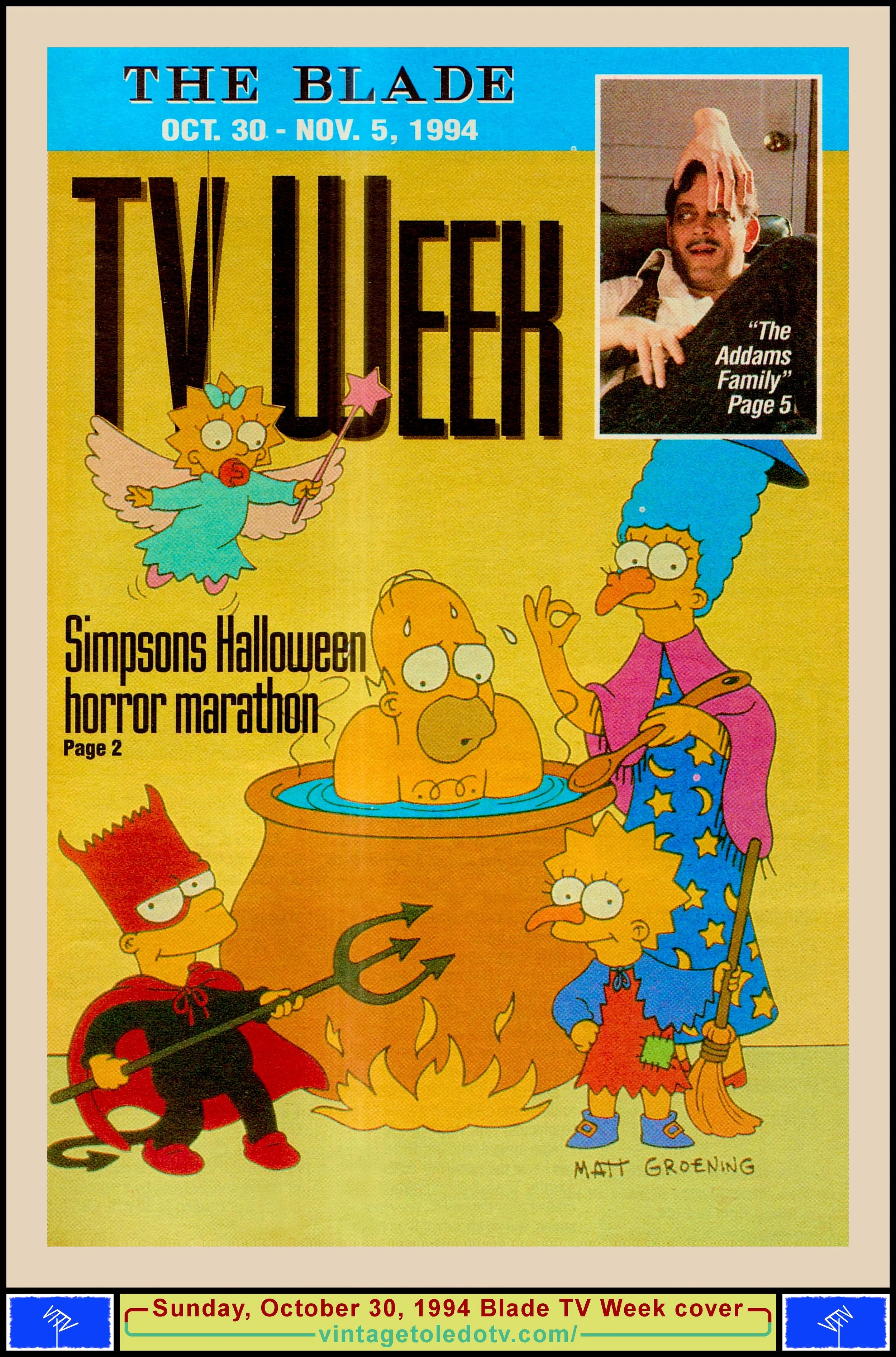 Sunday, 10/30/94 Halloween TV Week cover, in The Blade