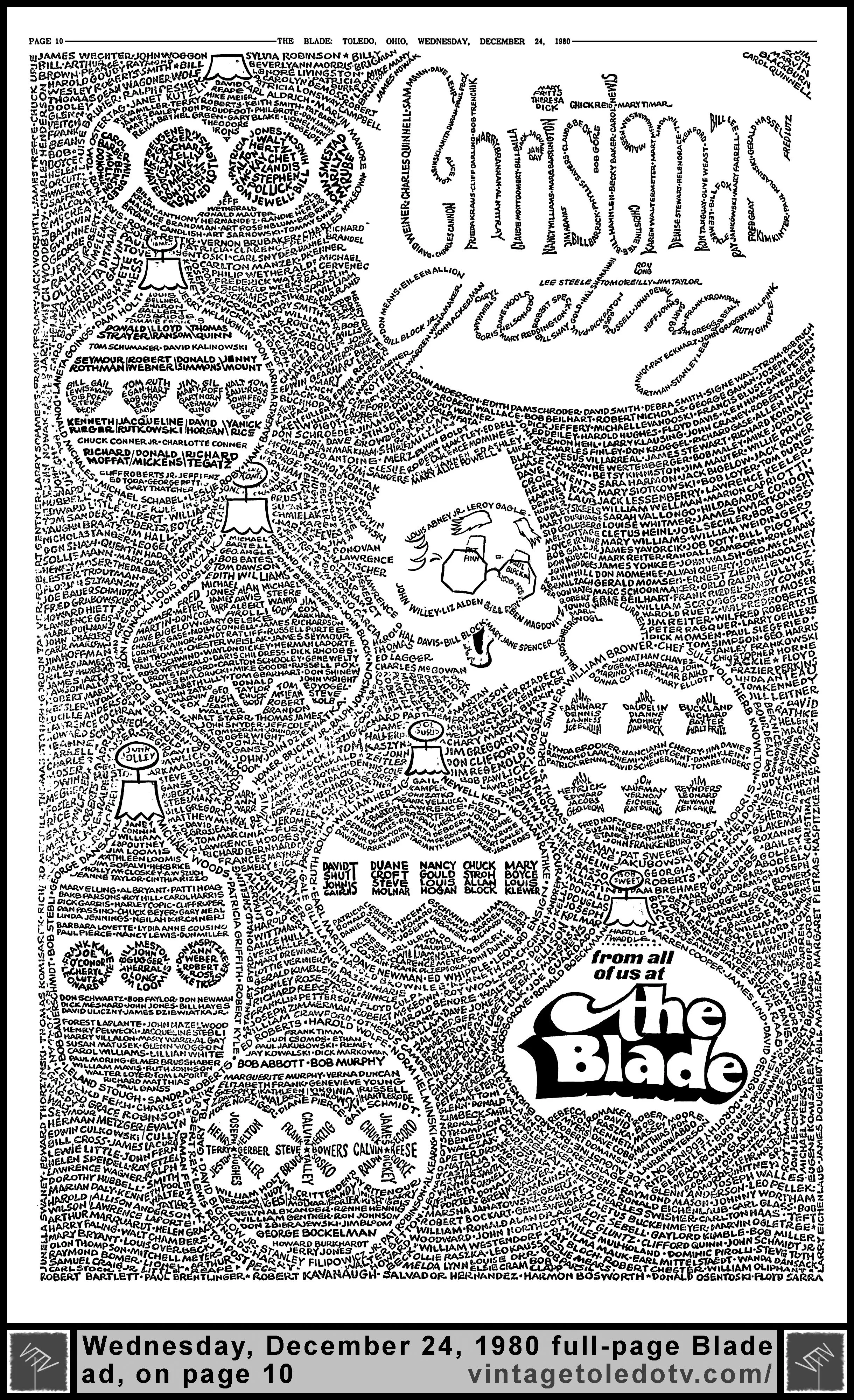 Christmas Greetings from all of us at The Blade (Wednesday, 12/24/80 full-page ad)