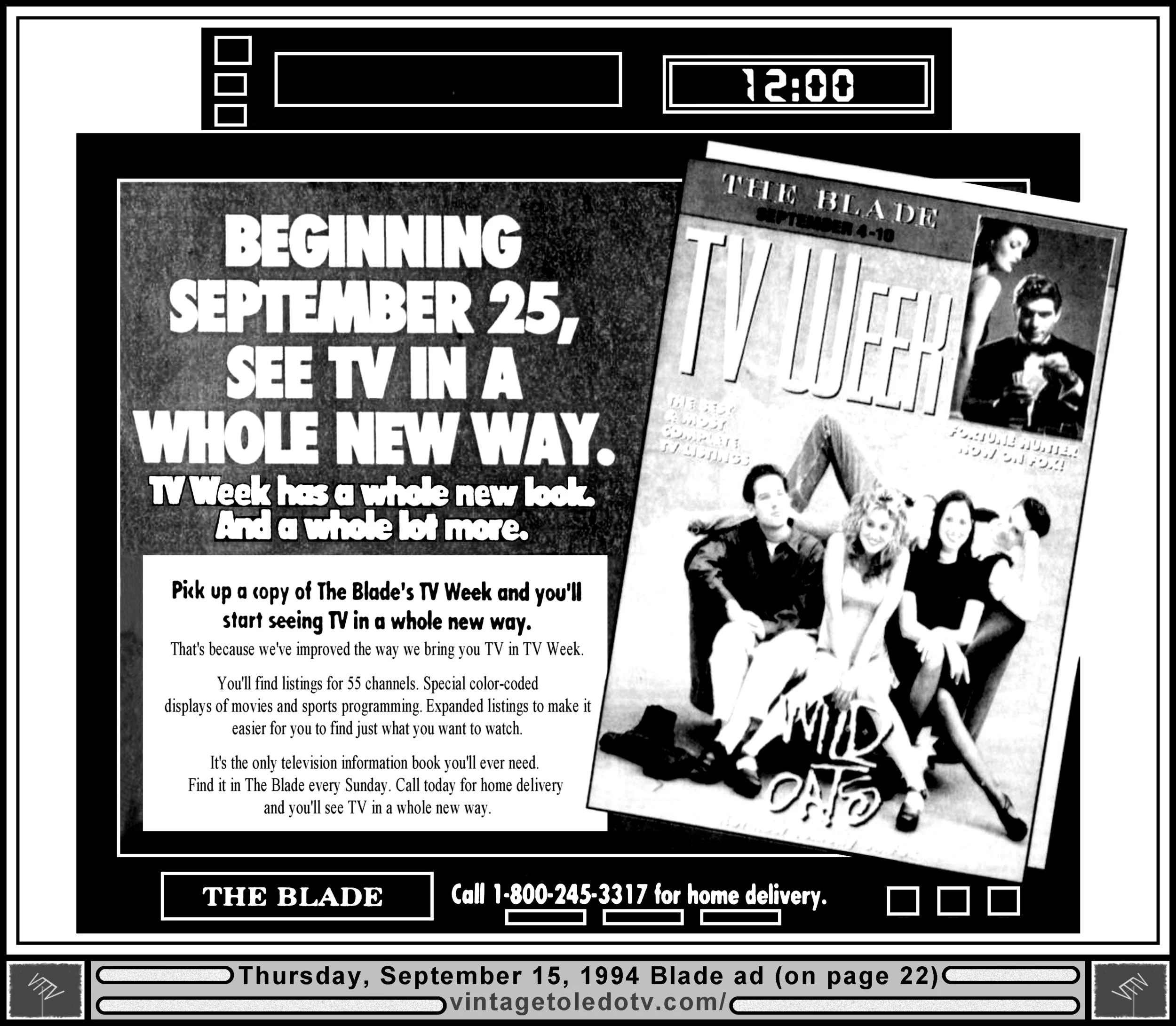 Beginning September 25...The Blade's TV Week...(Thursday, 9/15/94 ad in The Blade)