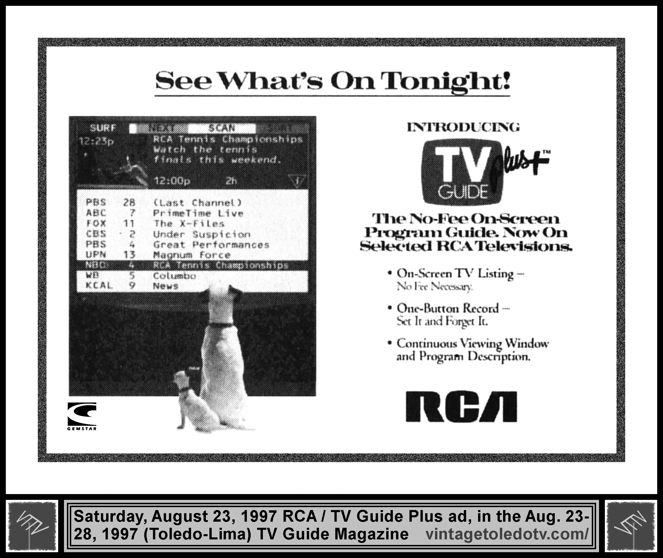 See What's On Tonight! Introducing TV Guide Plus+ (Saturday, 8/23/97 ad in the 8/23-29/97 issue, Toledo-Lima edition)