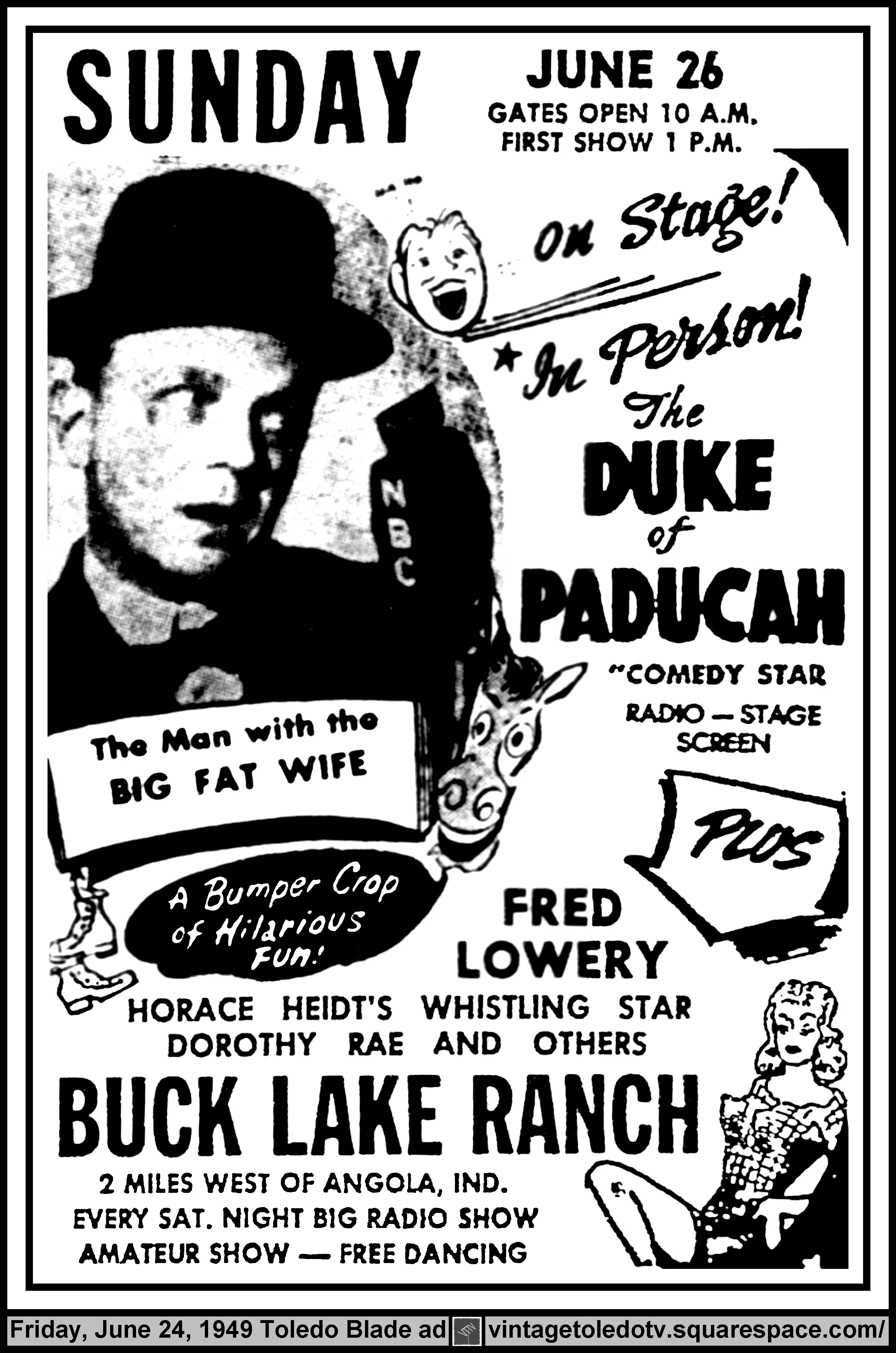 Buck Lake Ranch (Fri, 6/24/49 Blade ad)