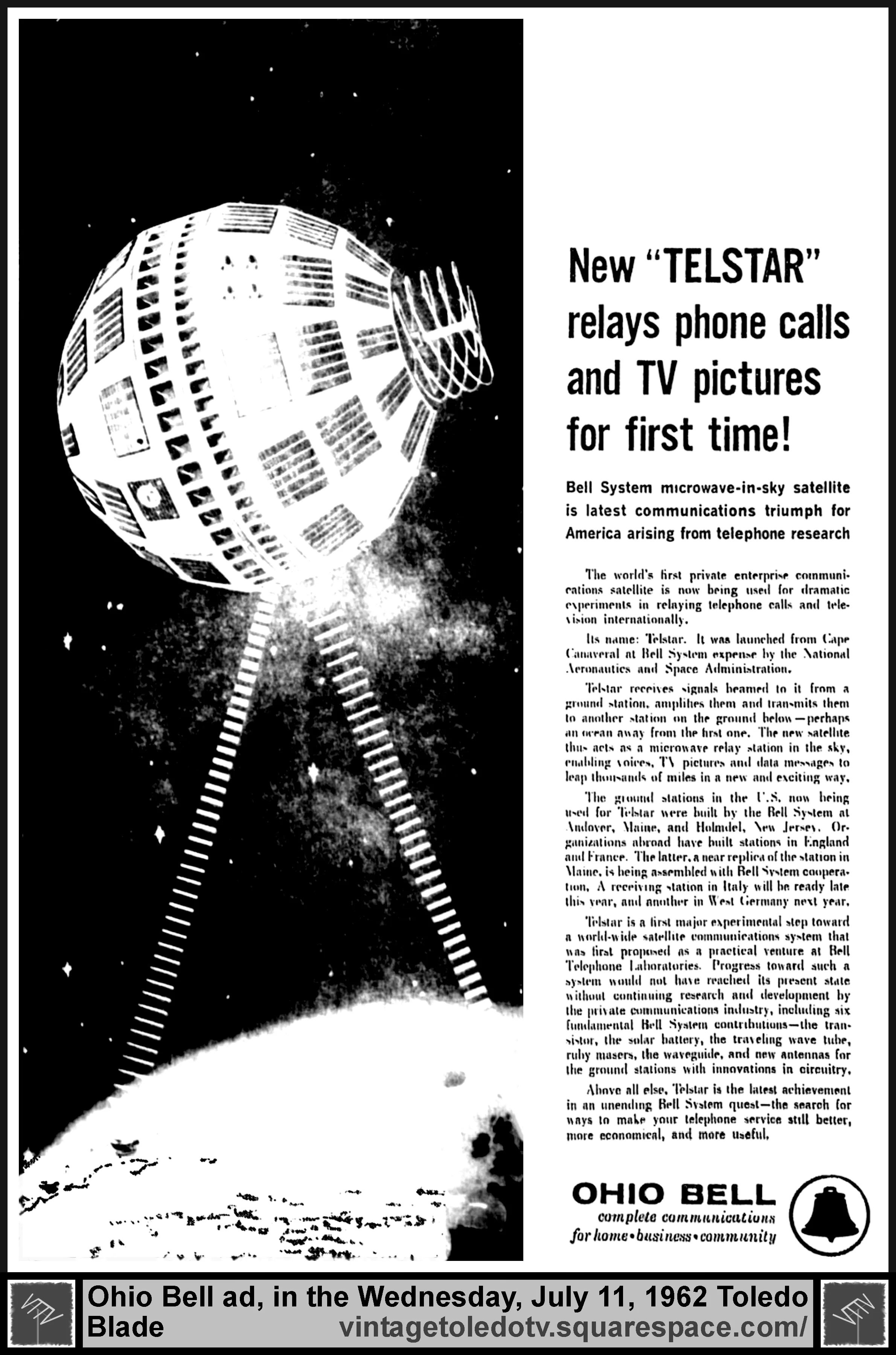 Ohio Bell Telstar (Wed. 6/11/62 ad in The Blade)