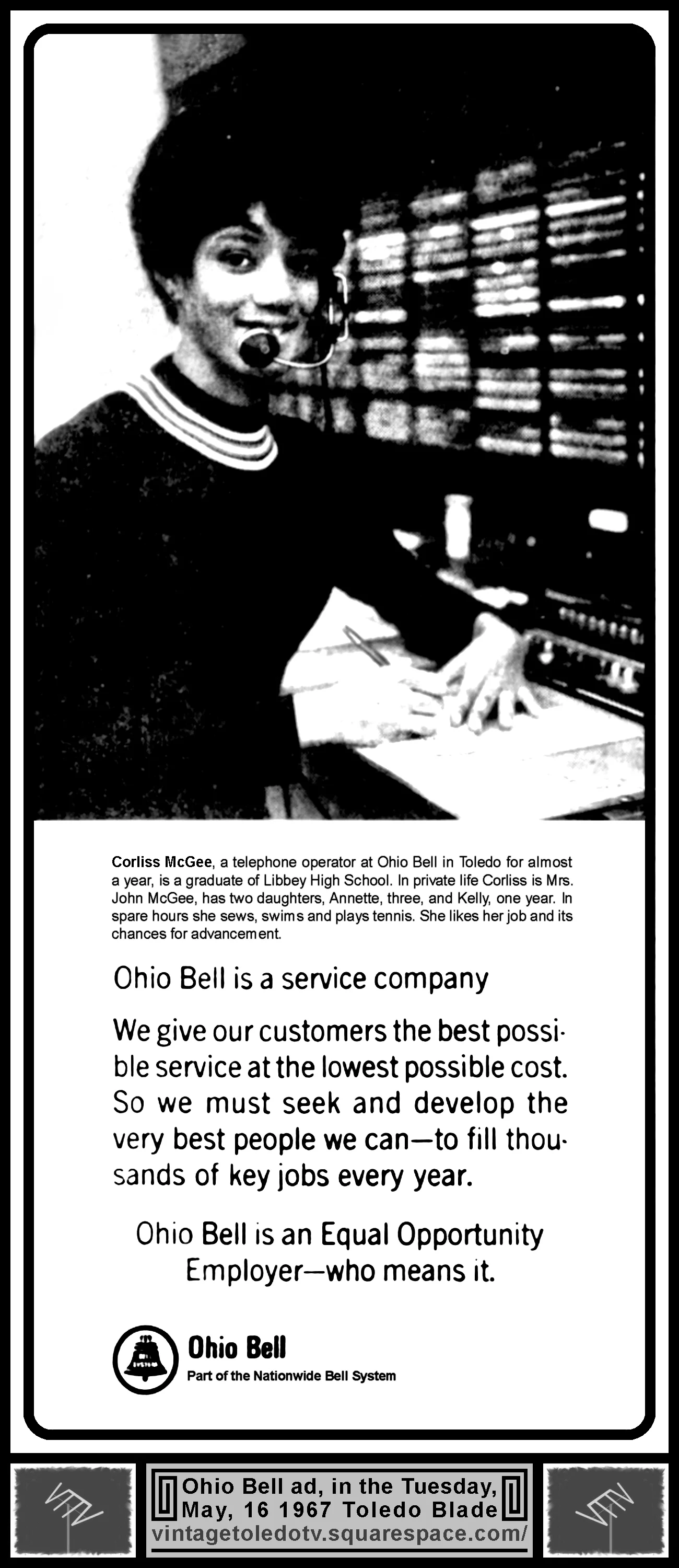 Ohio Bell (Tue. 5/16/67 ad in The Blade)