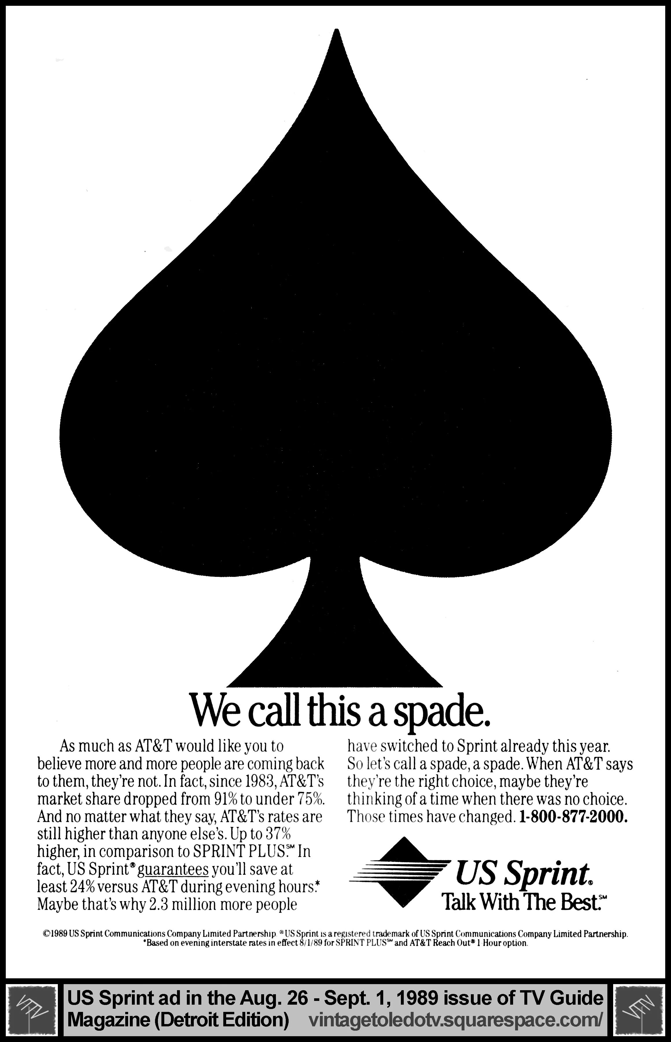 US Sprint (Sat. 8/26/89 ad in TV Guide)
