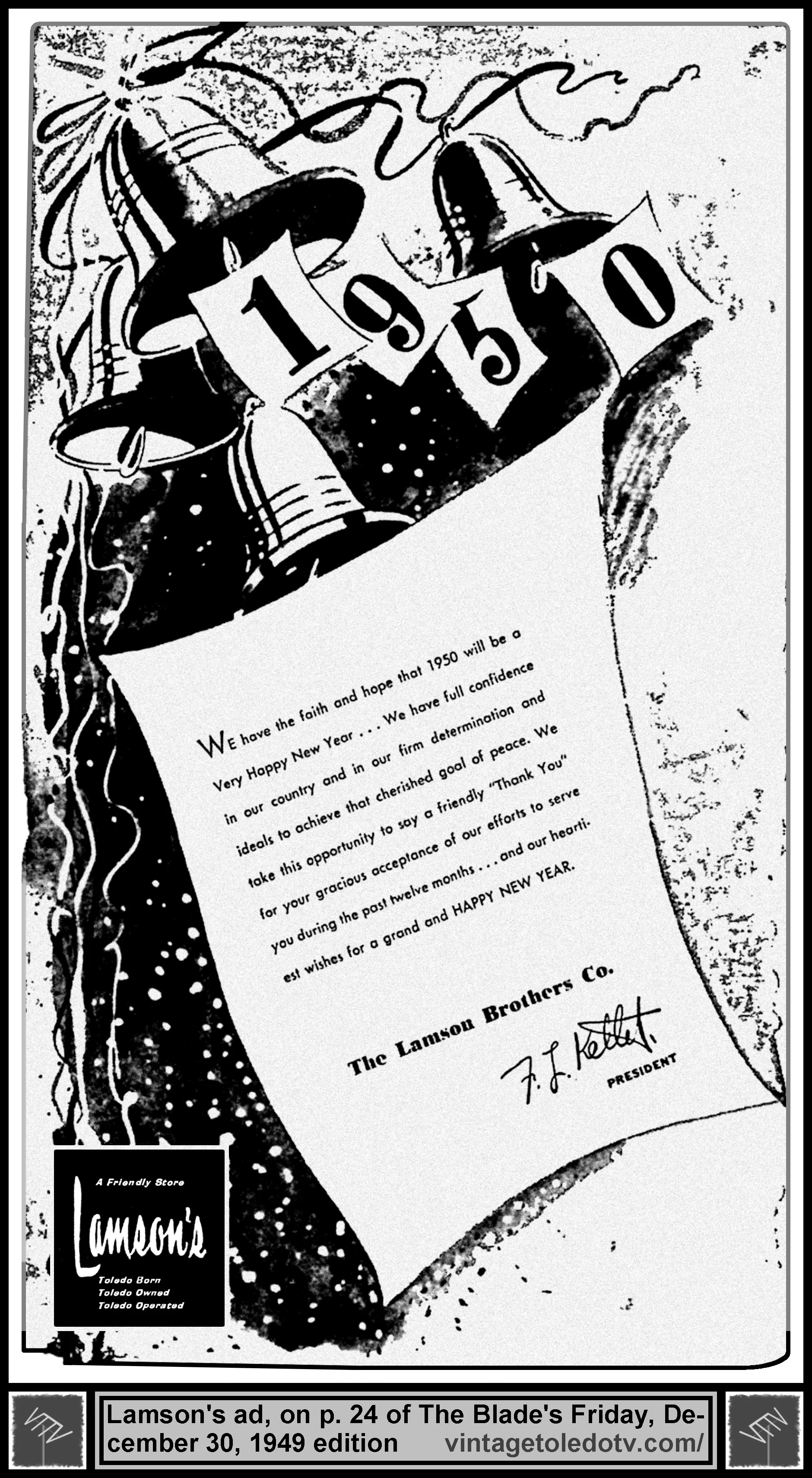 ...Happy New Year...The Lamson Brothers (Friday, 12/30/49 ad in The Blade)