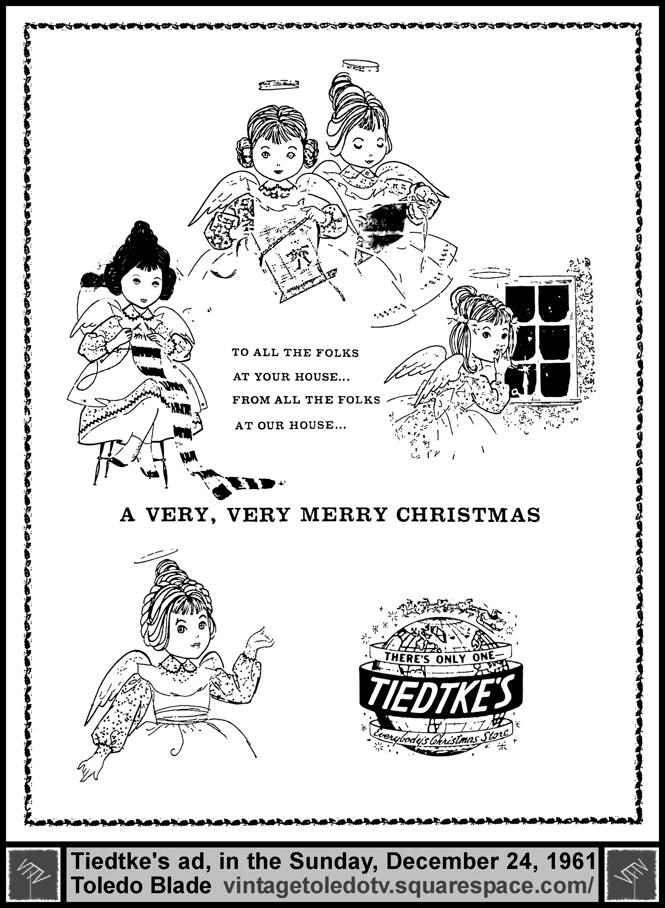 A Very, Very Merry Christmas...Tiedtke's (Sunday, 12/24/61 ad, in The Blade)
