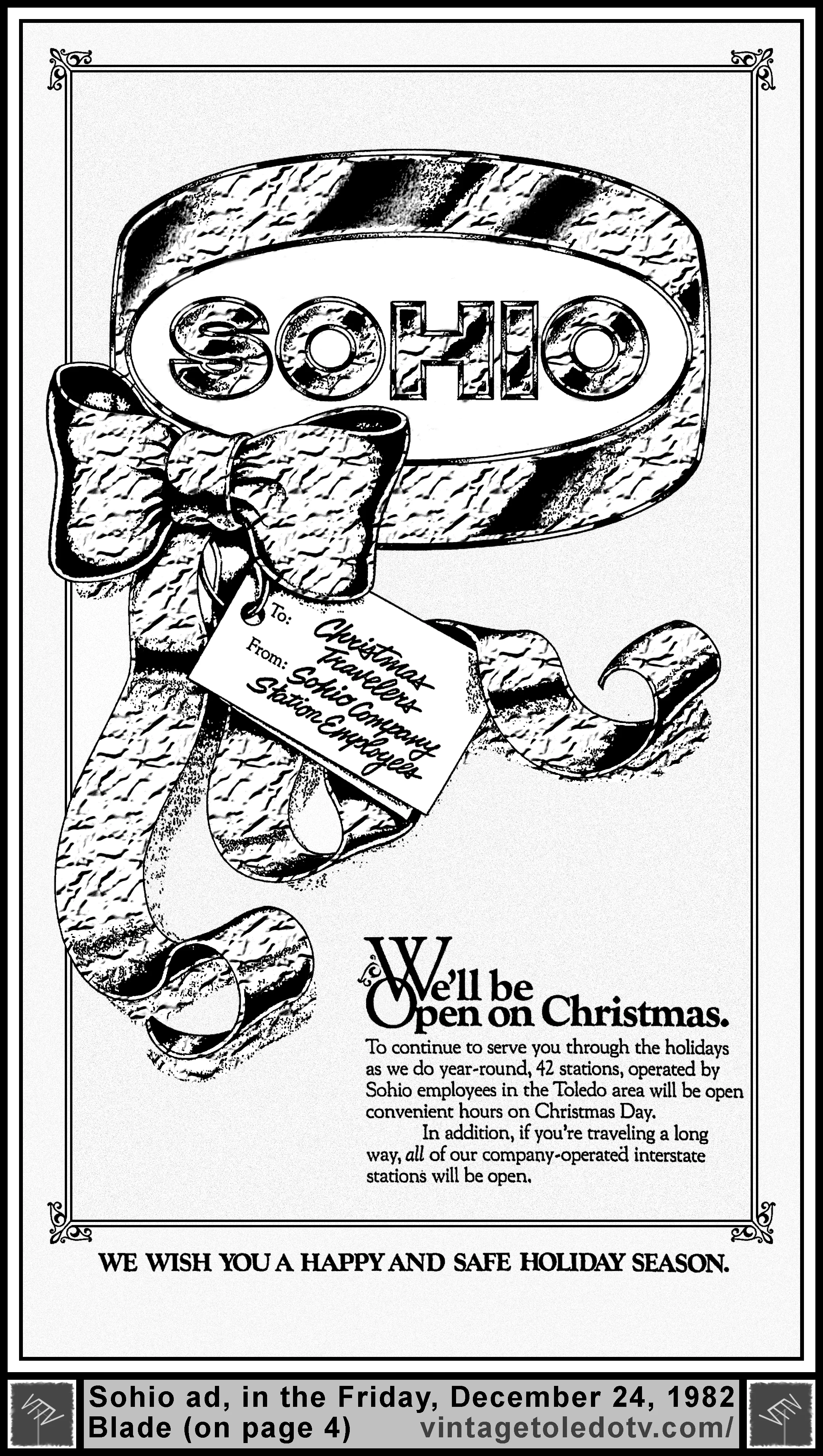 Sohio,,,We'll be Open on Christmas (Friday, 12/24/82 ad, in The Blade)