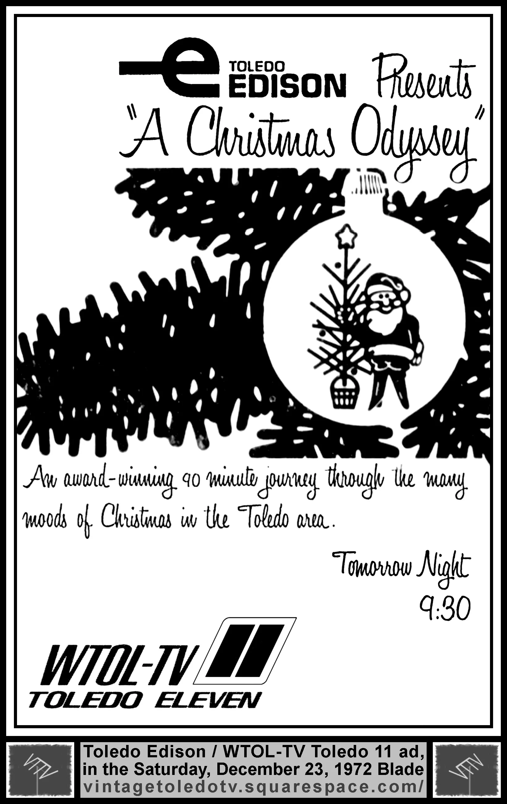 A Christmas Odyssey on WTOL-TV 11 (Saturday, 12/23/71 ad, in The Blade)
