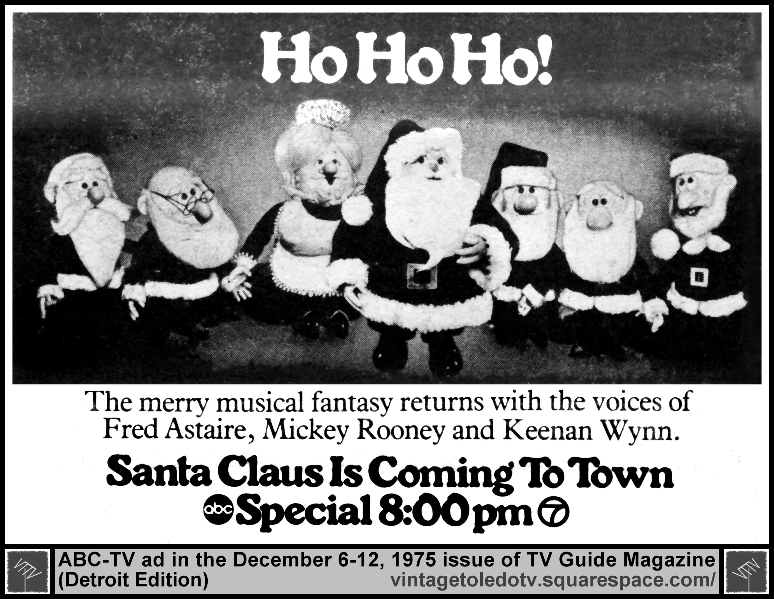 Santa Claus Is Coming To Town, on ABC / WXYZ-TV 7 (Tuesday, 12/9/75 ad, in TV Guide Magazine-Detroit edition)