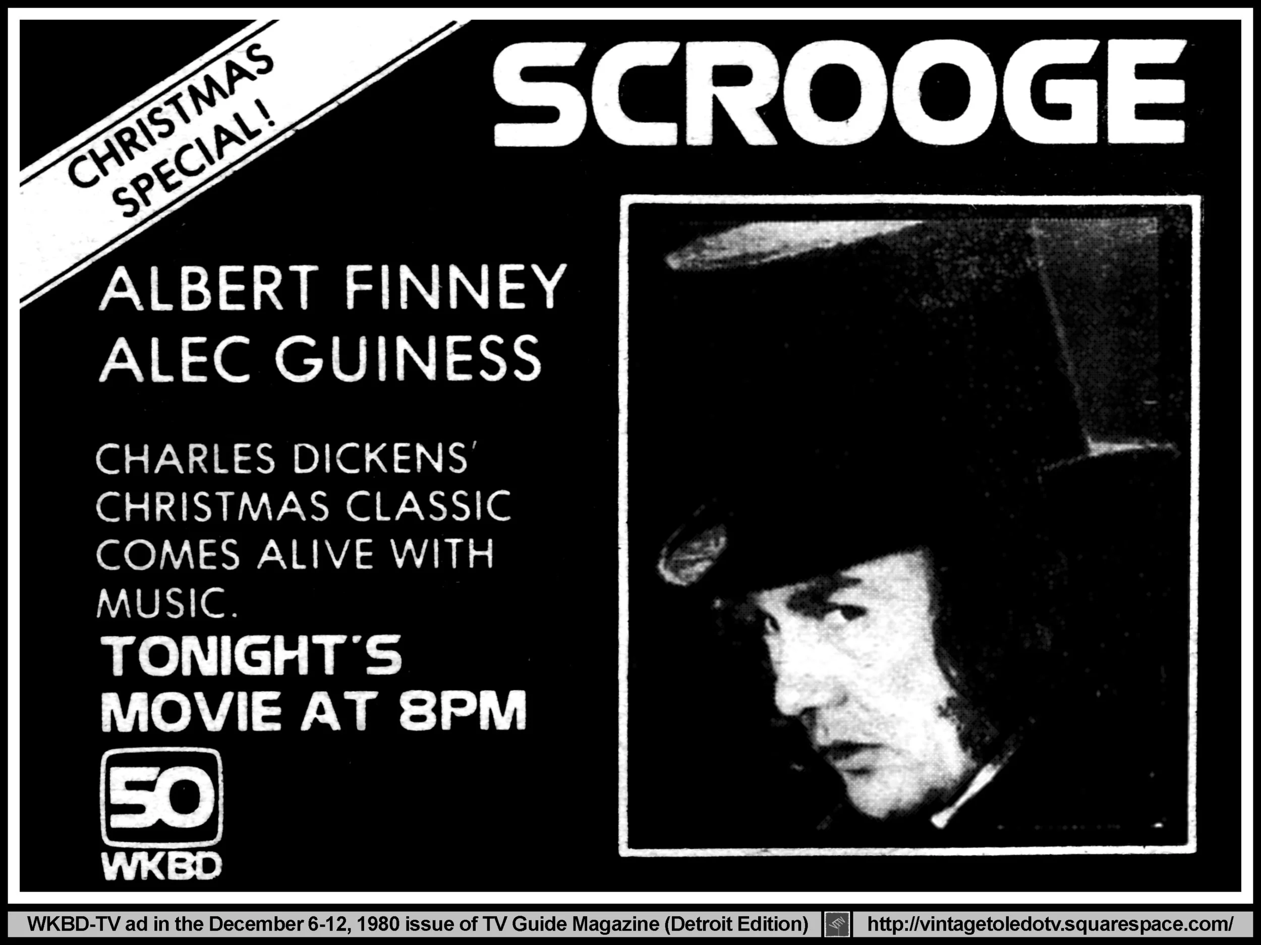 "Scrooge" on WKBD-TV 50 (Saturday, 12/6/80 ad, in TV Guide Magazine-Detroit edition)
