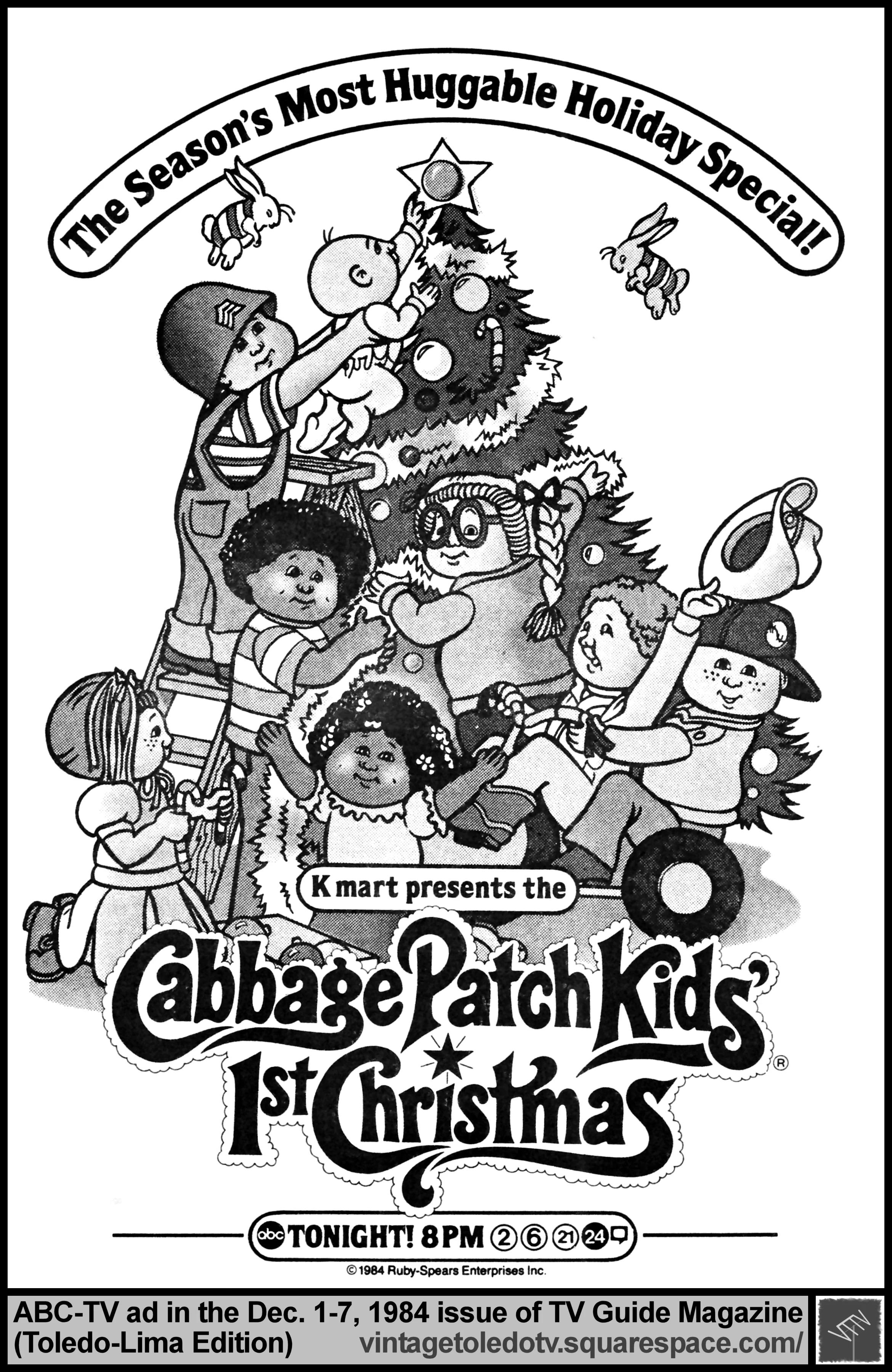 Cabbage Patch Kids' 1st Christmas, on ABC / WDHO-TV 24 (Friday, 12/7/84 ad, in TV Guide Magazine-Toledo/Lima edition)