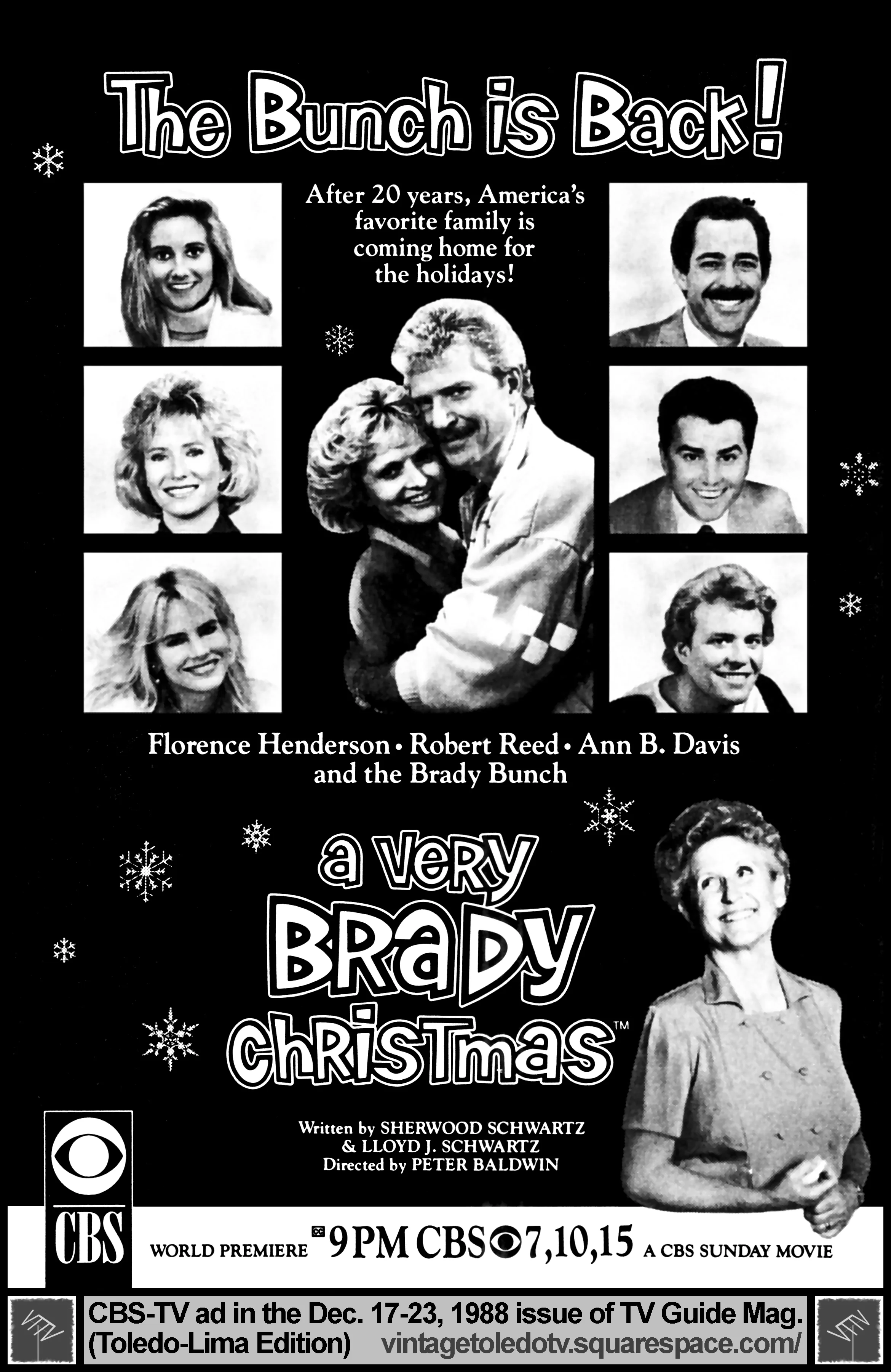 "A Very Brady Christmas" on CBS / WTOL-TV 11 (Sunday, 12/18/88 ad, in TV Guide Magazine)