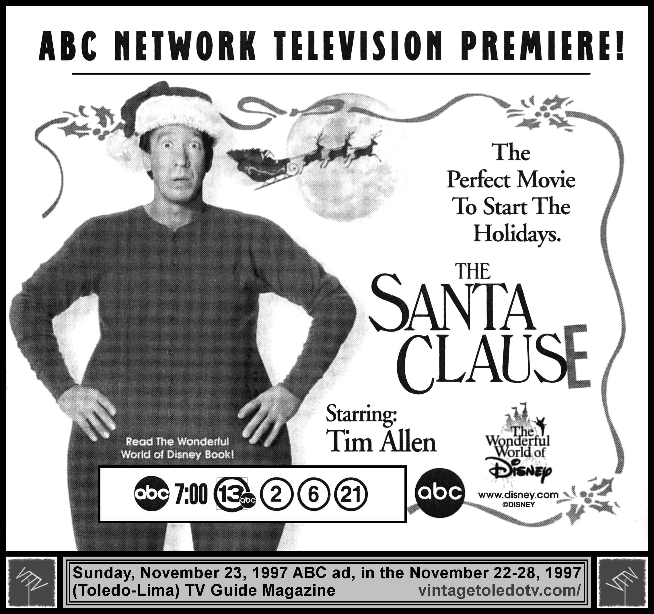 The Wonderful World of Disney, "The Santa Claus" on ABC / WTVG-TV 13 (Sunday, 11/23/97 ad, in TV Guide Magazine-Toledo/Lima edition)
