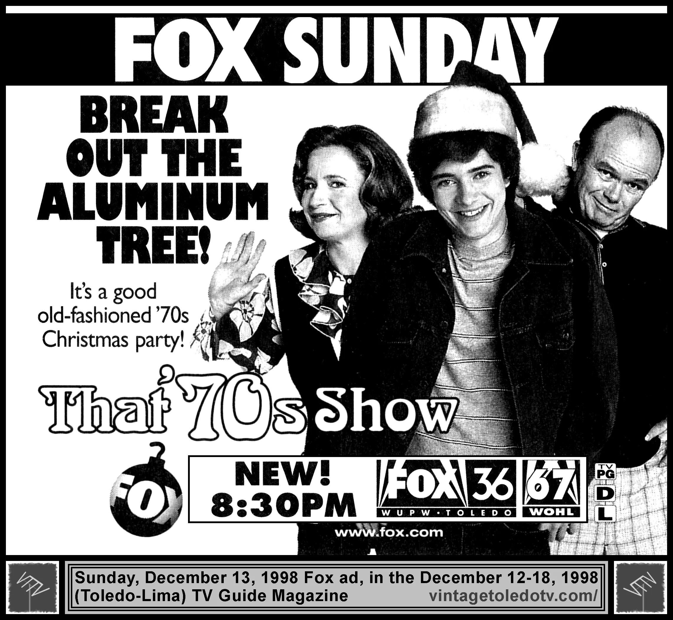 That '70s Show, "The Best Christmas Ever" on FOX / WUPW-TV 36 / WOHL-TV 67 (Sunday, 12/13/98 ad, in TV Guide Magazine-Toledo/Lima edition)