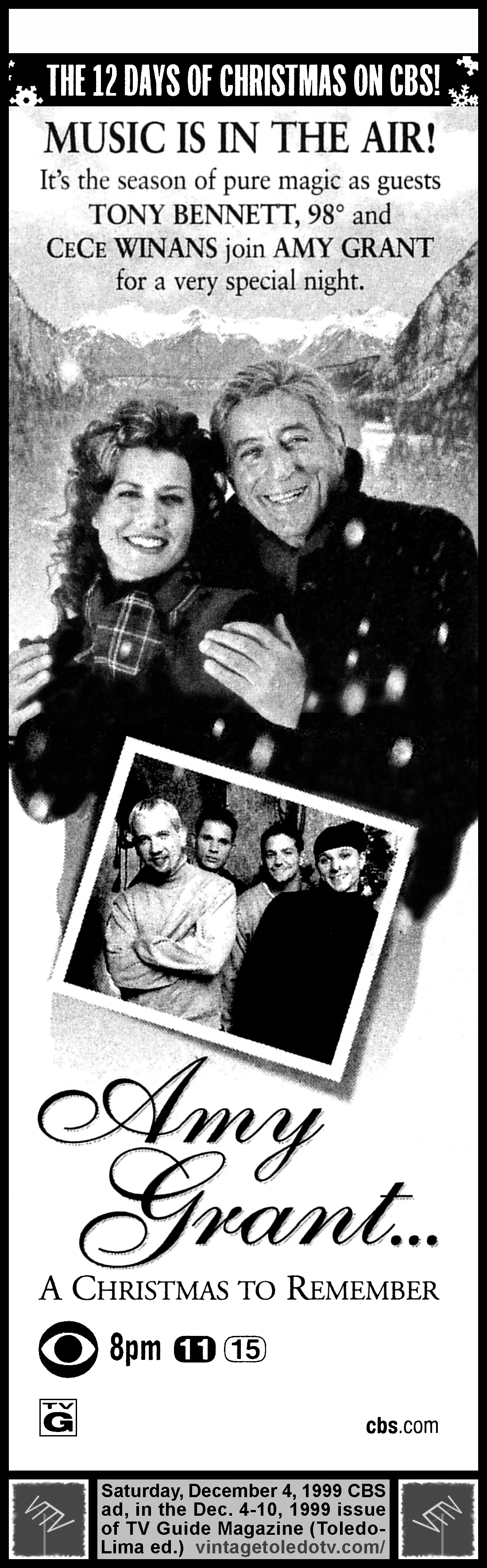 Amy Grant: A Christmas to Remember, on CBS / WTOL-TV 11 (Saturday, 12/4/99 ad, in TV Guide Magazine-Toledo/Lima edition)