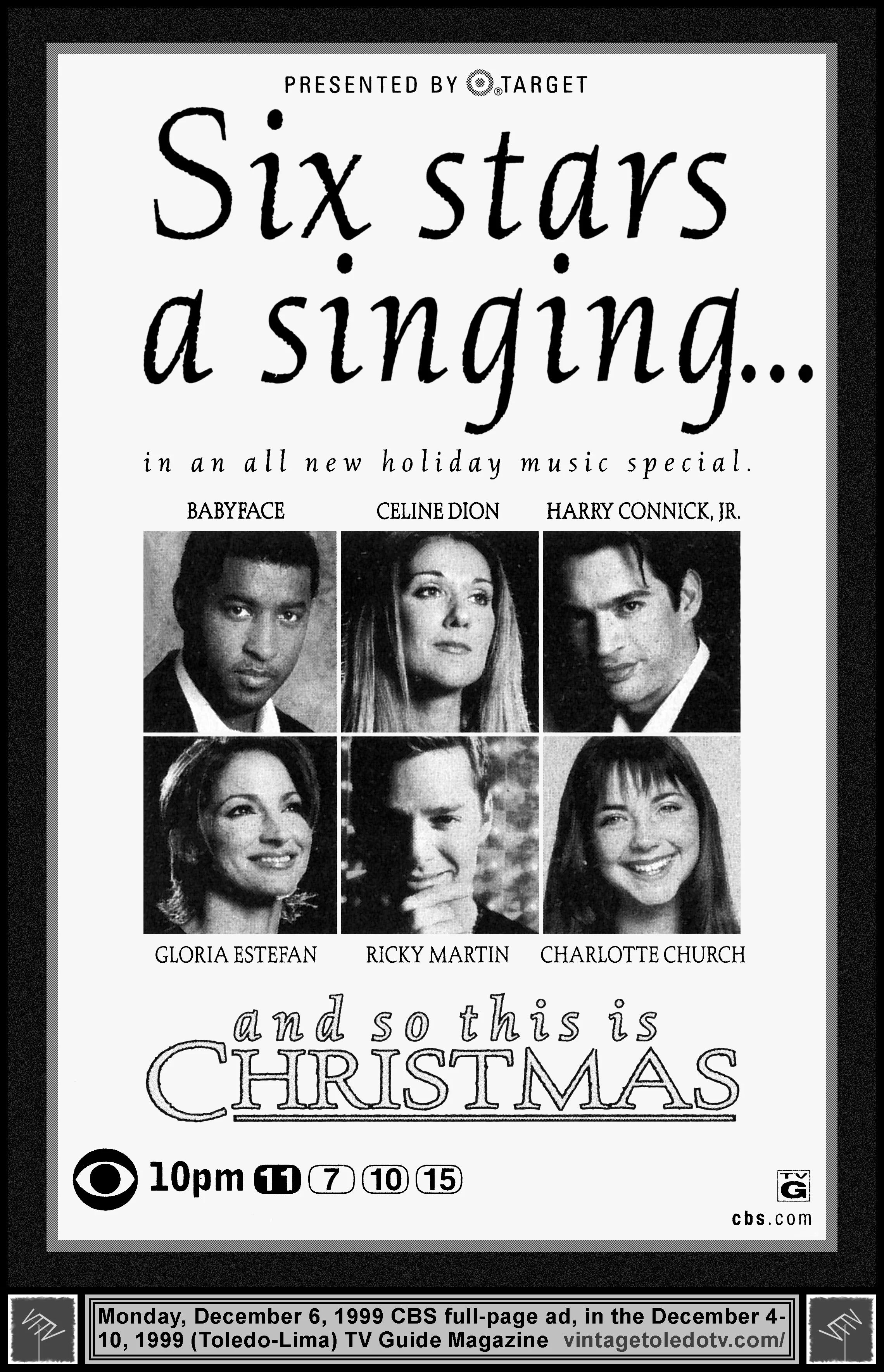And So This Is Christmas, on CBS / WTOL-TV 11 (Monday, 12/6/99 full-page ad, in TV Guide Magazine-Toledo/Lima edition)