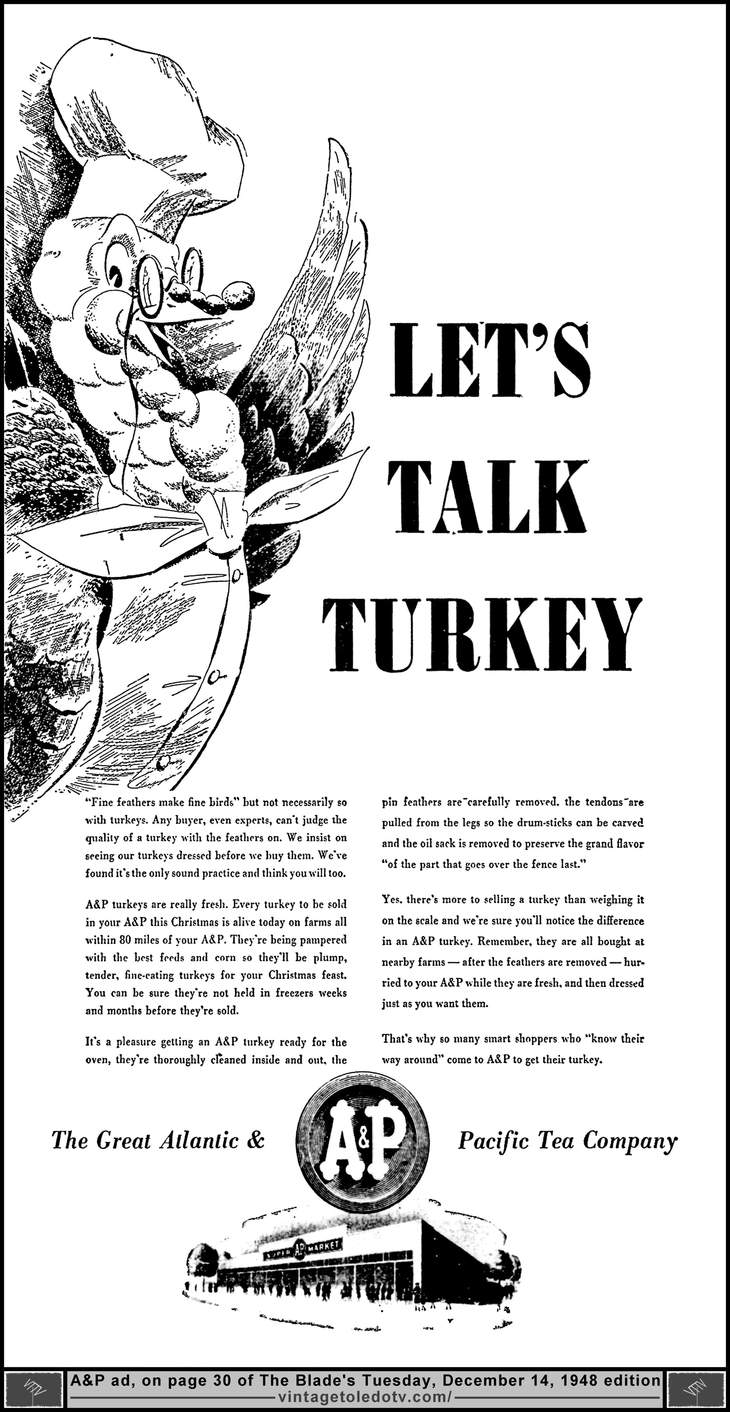 Let's Talk Turkey...A&P (Tuesday, 12/14/48 ad, on page 30 of The Blade)