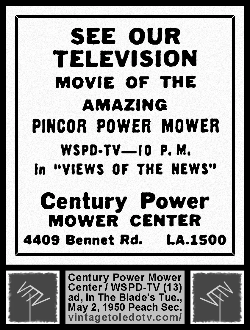 Views of the News on WSPD-TV, Ch. 13 (Tuesday, 5/2/50 ad, in The Blade Peach Section)