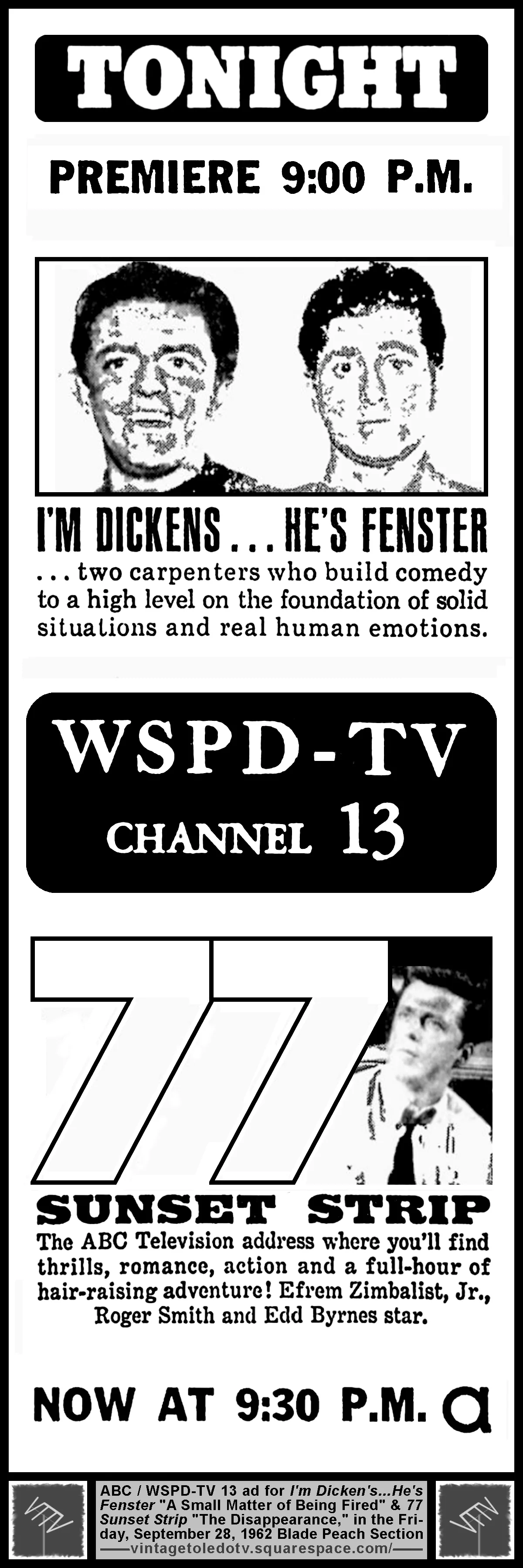 ABC Friday Night Shows, on WSPD-TV 13 (9/28/62 ad, in The Blade Peach Section)