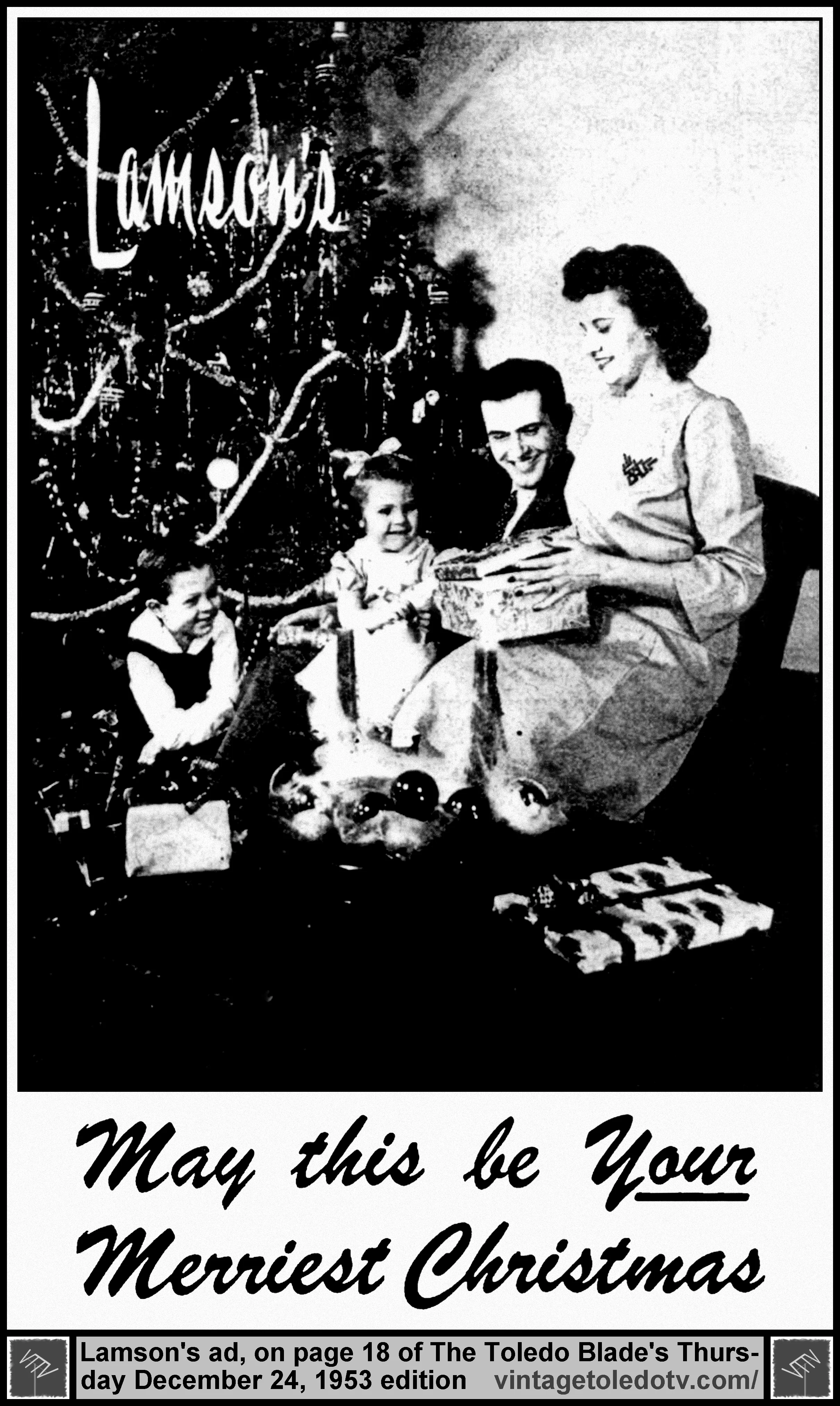 Lamson's...May this be Your Merriest Christmas (Thursday, 12/24/53 ad, in The Blade)