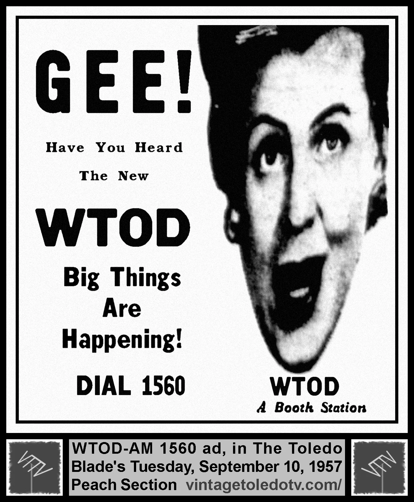 Gee! Have You Heard The New WTOD... (Tuesday, 9/10/57 ad, in The Blade Peach Section)