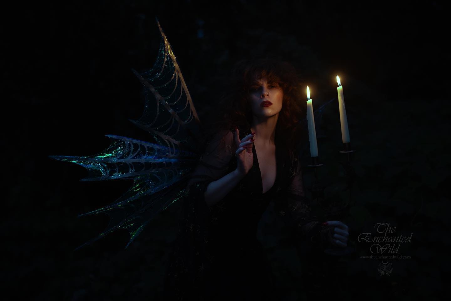 Collaborated with one of my favourite faeries to showcase the variety of possibilities we offer! We captured most of the wings available for photoshoots with three different looks. Here is our third with a dark enchantress fae wrapped in darkness and