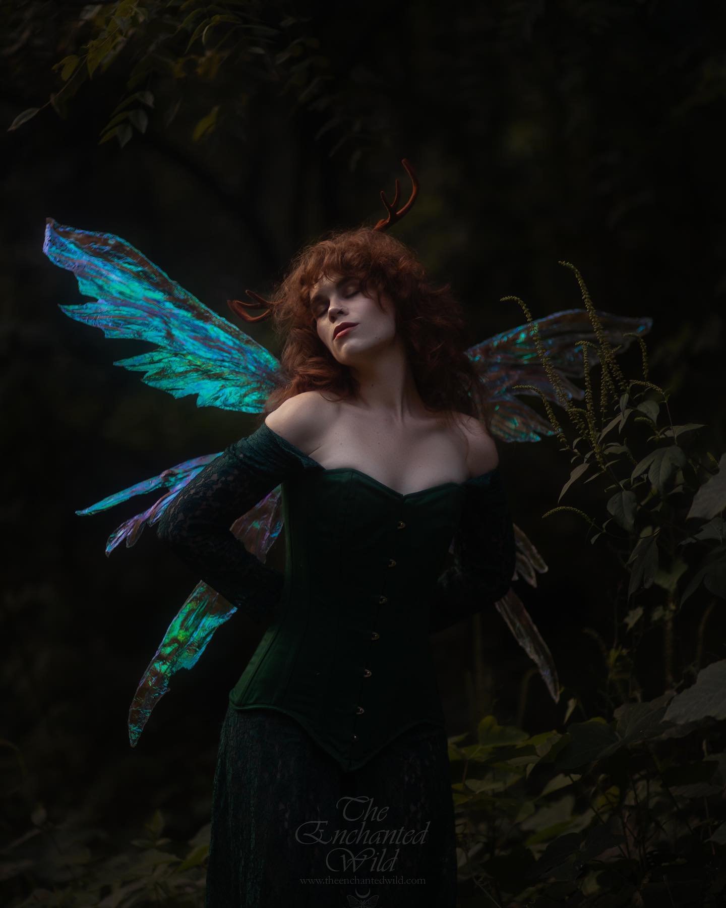 Collaborated with one of my favourite faeries to showcase the variety of possibilities we offer! We captured most of the wings available for photoshoots with three different looks. Here is our second with a beautiful earth fae including antlers also 
