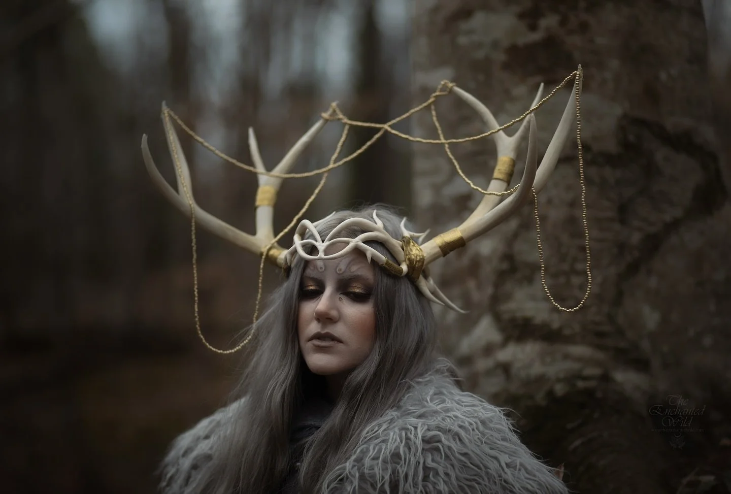 Before the green leaves emerge the Winter Stag takes one last walk through the woods. Will you follow them or wait to see what Springtime has in store? 🌿🍂

Photography @silverwinteroak / @theenchantedwild 
Model &amp; Wardrobe Styling @kelpfoot 
MU