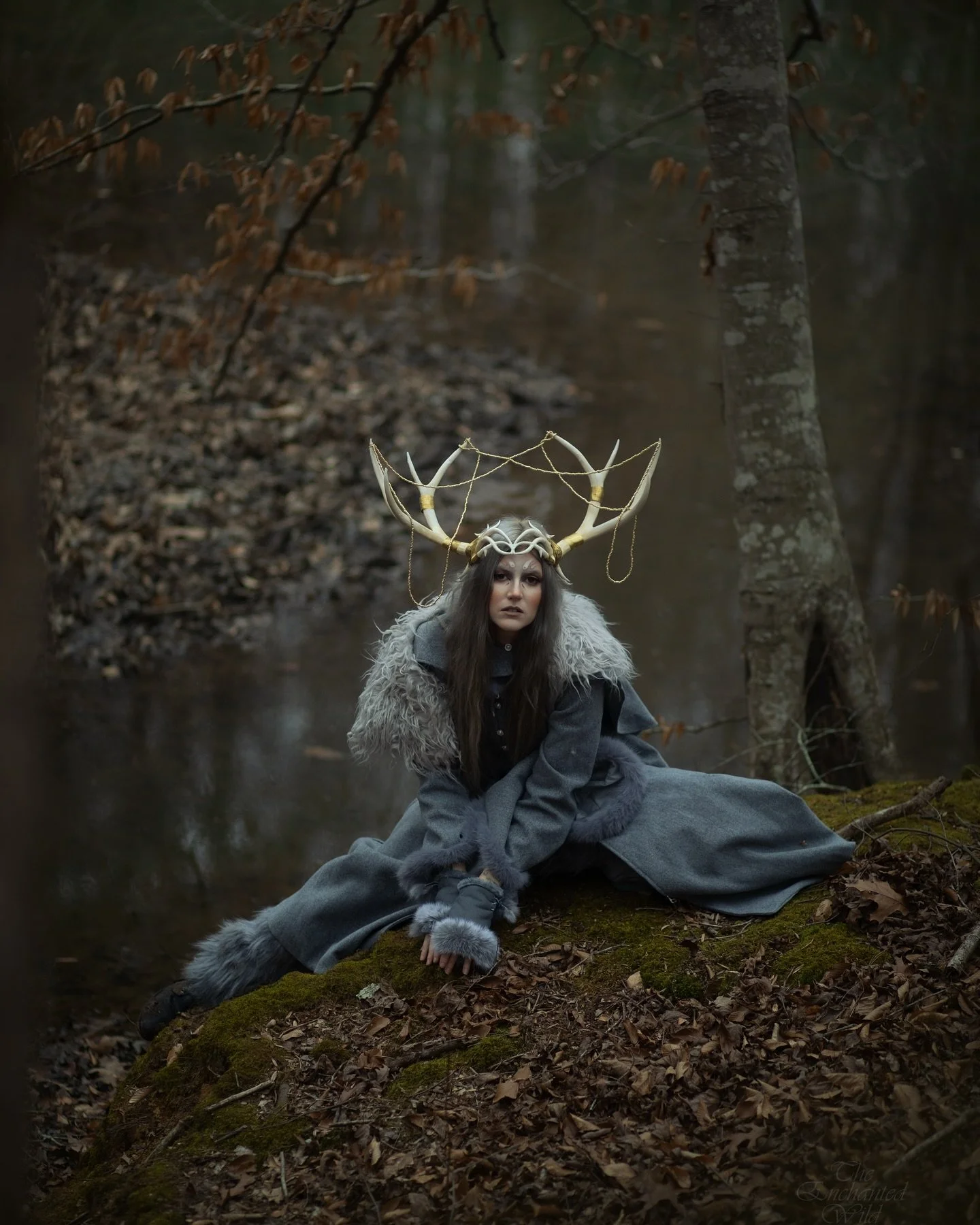 Before the green leaves emerge the Winter Stag takes one last walk through the woods. Will you follow them or wait to see what Springtime has in store? ✨

Photography @silverwinteroak / @theenchantedwild 
Model &amp; Wardrobe Styling @kelpfoot 
MUA @