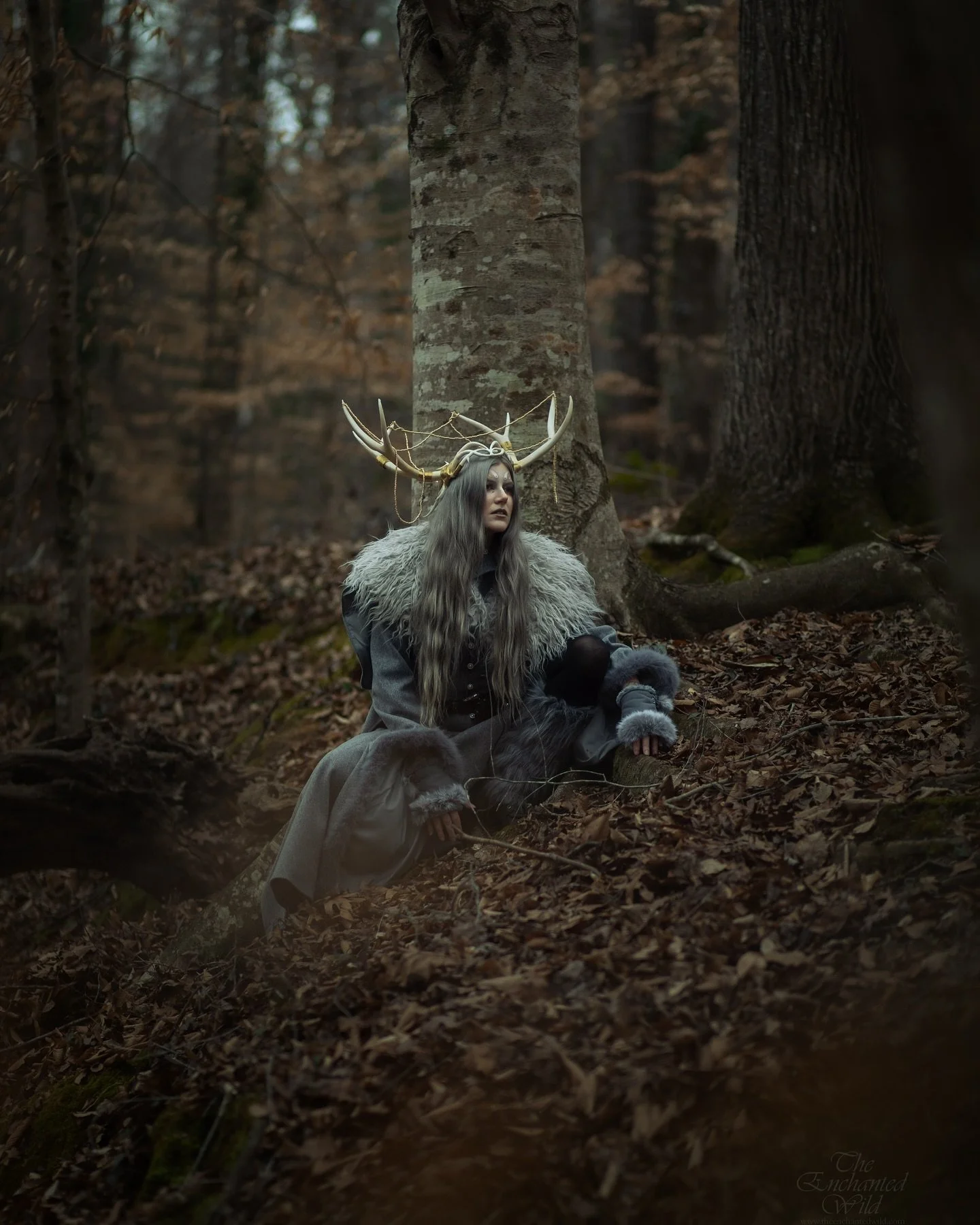 Before the green leaves emerge the Winter Stag takes one last walk through the woods. Will you follow them or wait to see what Springtime has in store?

Photography @silverwinteroak / @theenchantedwild 
Model &amp; Wardrobe Styling @kelpfoot 
MUA @co