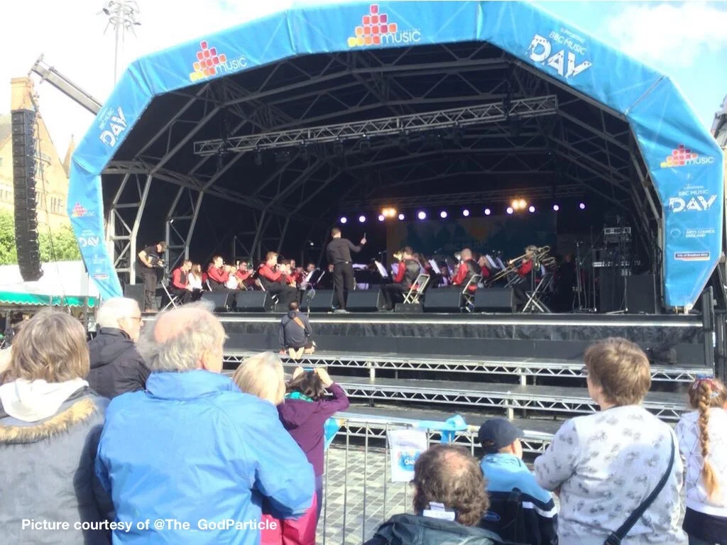 Hammonds on stage with Bradford Music Service Youth Band