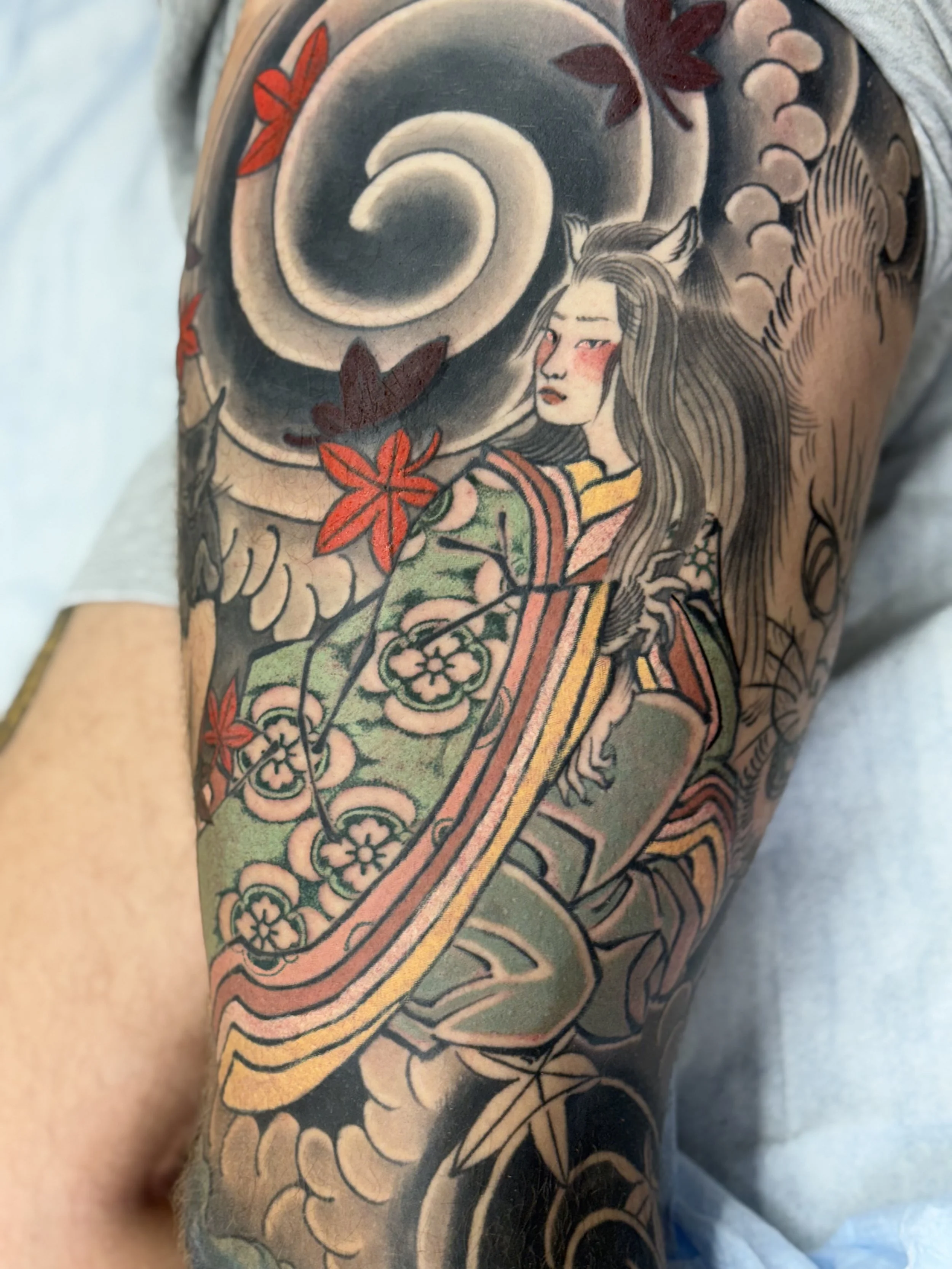 Close-up of Torin's leg sleeve