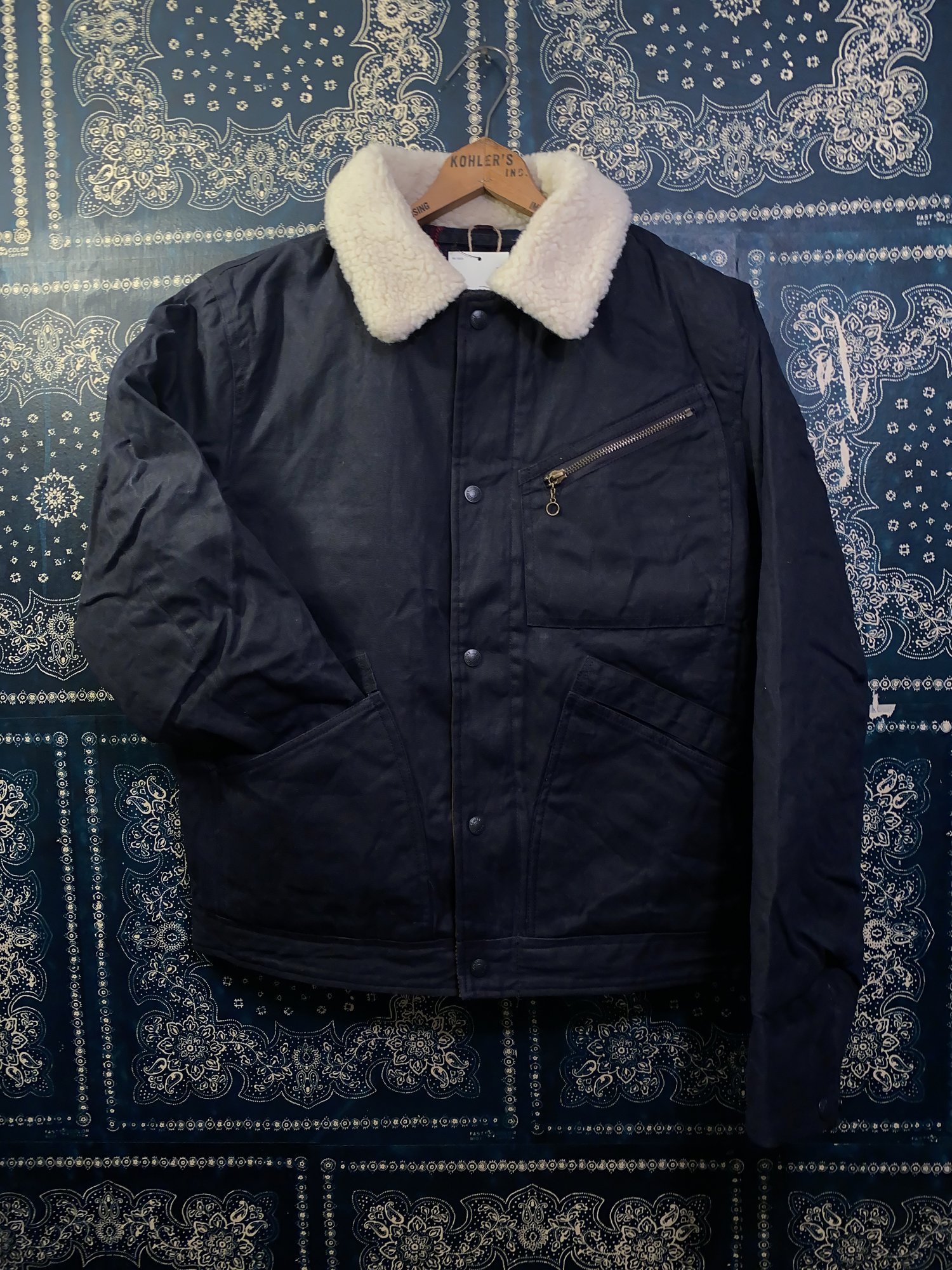 Rancher Jacket - Waxed Cotton - Navy - Flannel Lined — Mello and Sons