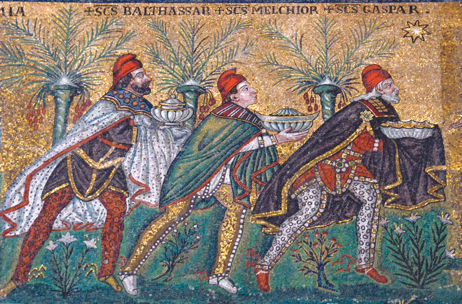Journey of the Magi, mosaic in the Basilica Sant’Apollinare Nuovo in Ravenna, c. 6th century