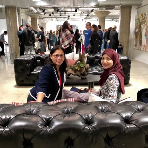 2018 Fellow Eric Grabin (not in picture) joined SEA alumni Christy Serrato and Samira Ghossein at the Launch Party for the Urban Hive at The Cannery in Midtown.