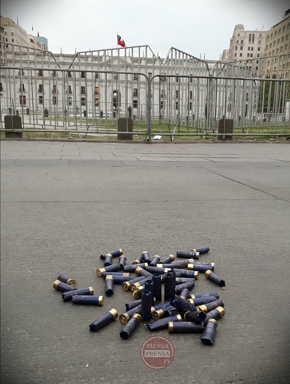  Blue shotgun shells outside La Moneda (the Presidential Palace) 
