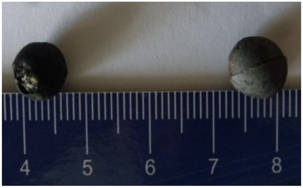  “Rubber” pellets analyzed in a study by the University of Chile. According to the report, these were extracted from patients at Hospital El Salvador in Santiago. 