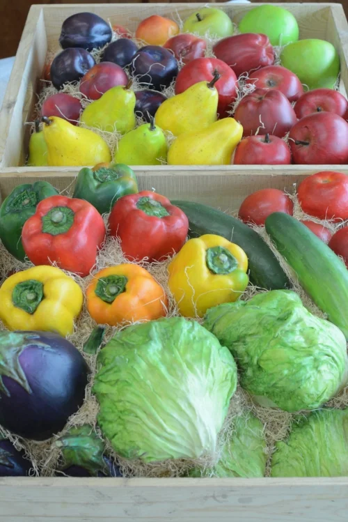  Cast fruits and vegetables, Sendik's Cart,  Streets of Old Milwaukee , Milwaukee Public Museum. 